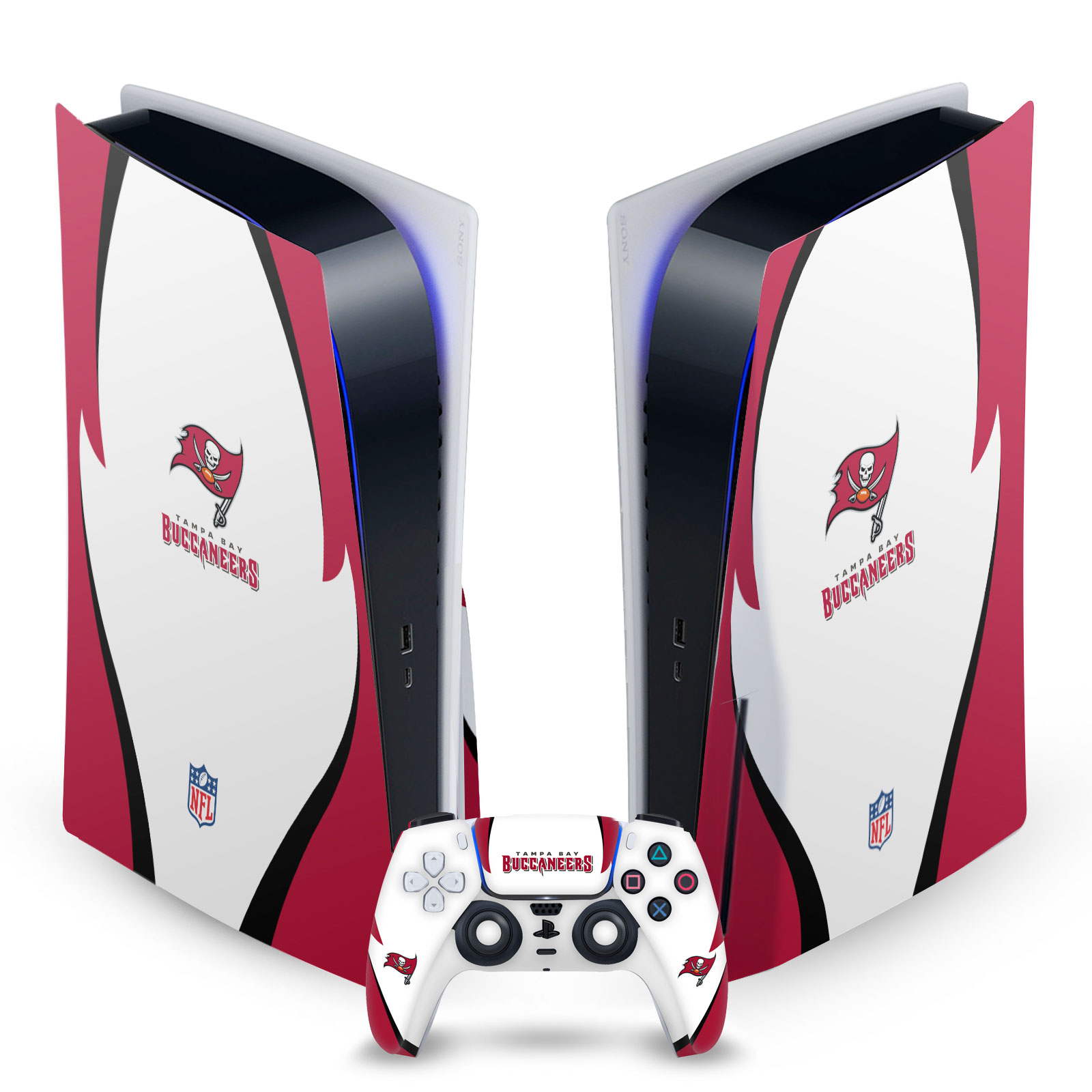 OFFICIAL NFL TAMPA BAY BUCCANEERS VINYL SKIN FOR SONY PS5 DISC EDITION BUNDLE