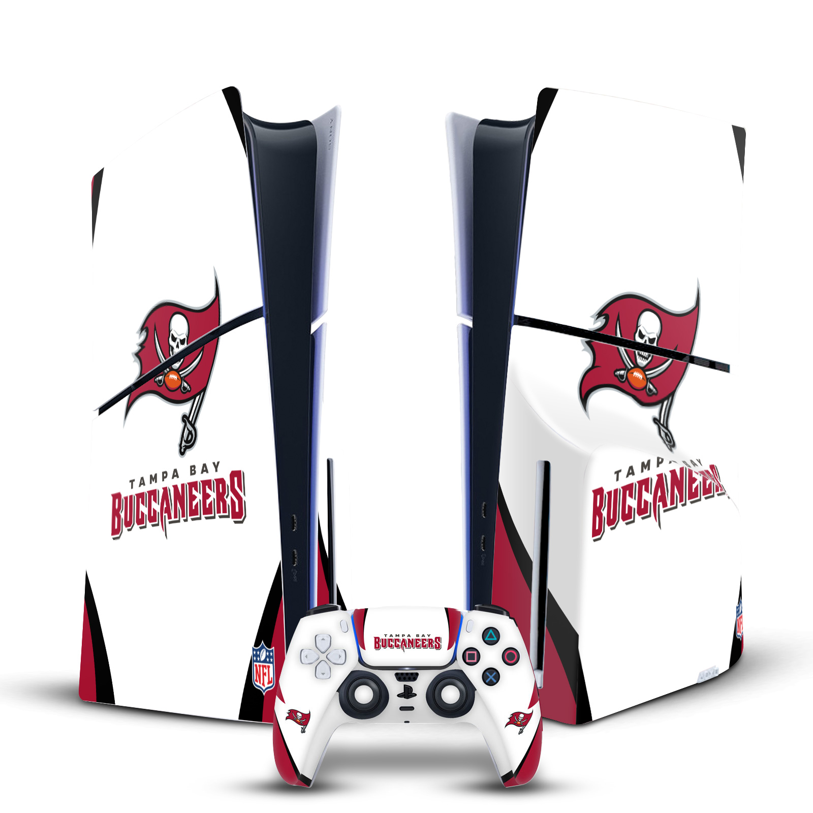 NFL TAMPA BAY BUCCANEERS VINYL SKIN FOR SONY PS5 SLIM DISC CONSOLE & CONTROLLER