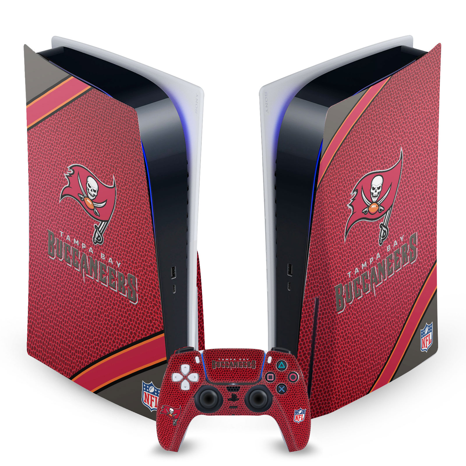 OFFICIAL NFL TAMPA BAY BUCCANEERS VINYL SKIN FOR SONY PS5 DISC EDITION BUNDLE