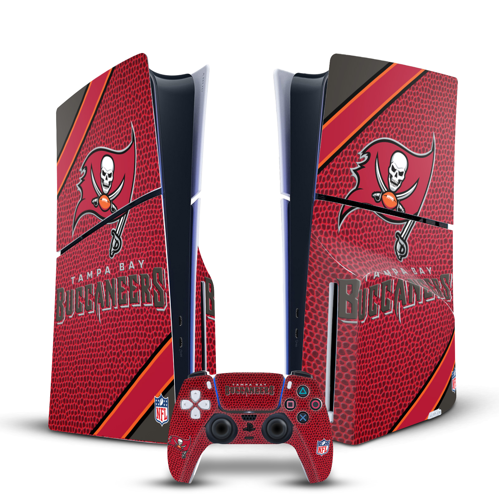 NFL TAMPA BAY BUCCANEERS VINYL SKIN FOR SONY PS5 SLIM DISC CONSOLE & CONTROLLER