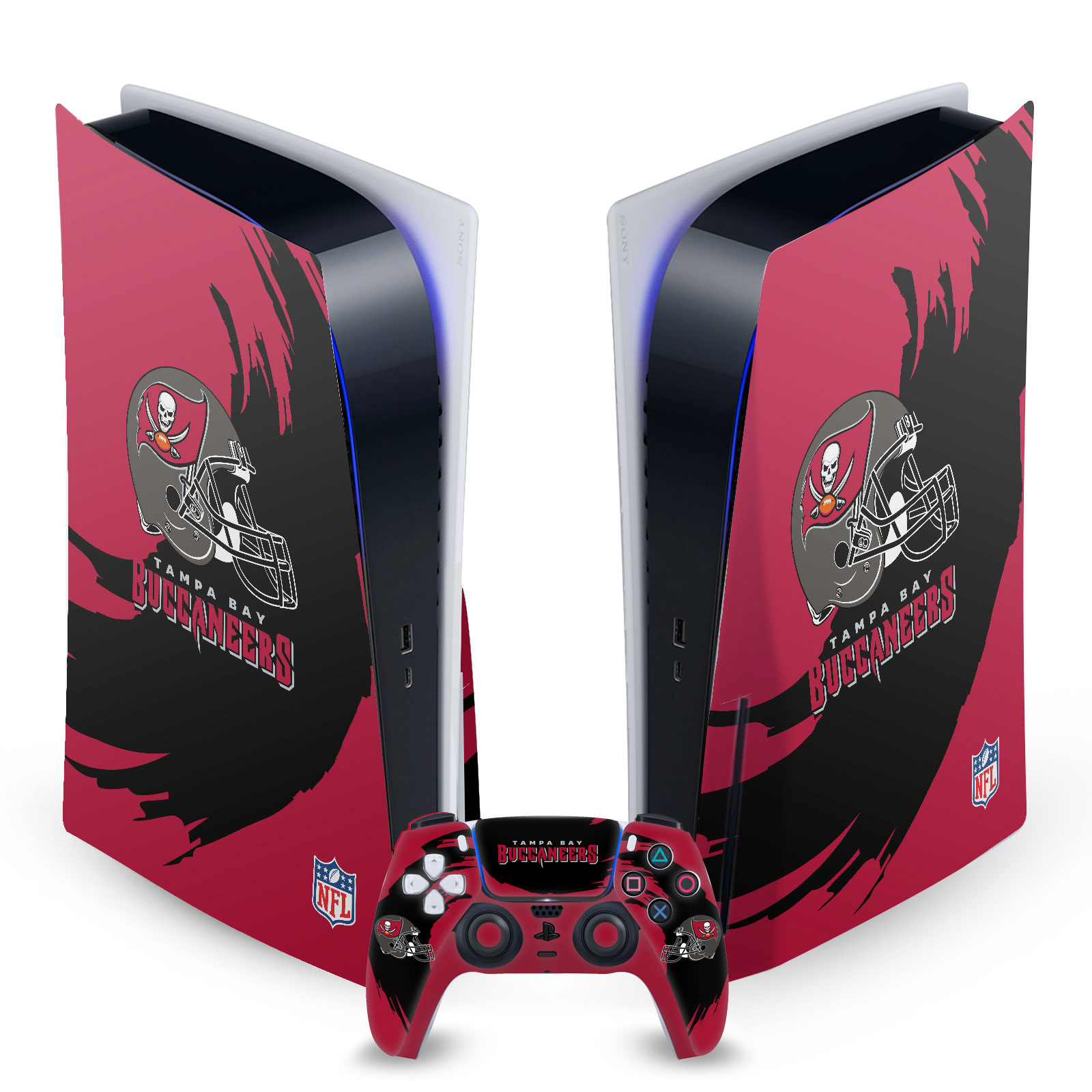 OFFICIAL NFL TAMPA BAY BUCCANEERS VINYL SKIN FOR SONY PS5 DISC EDITION BUNDLE