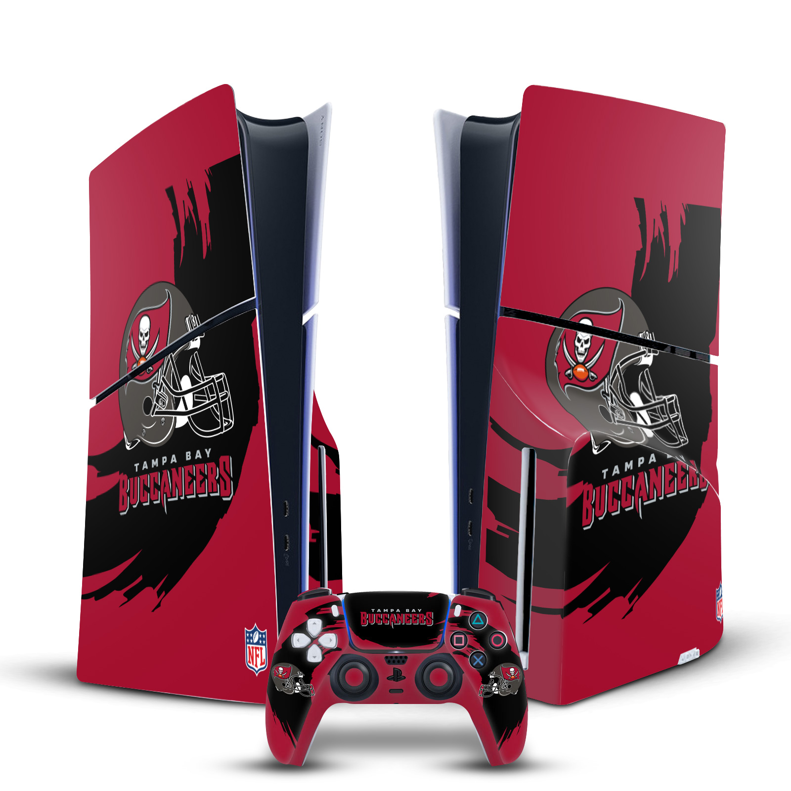 NFL TAMPA BAY BUCCANEERS VINYL SKIN FOR SONY PS5 SLIM DISC CONSOLE & CONTROLLER