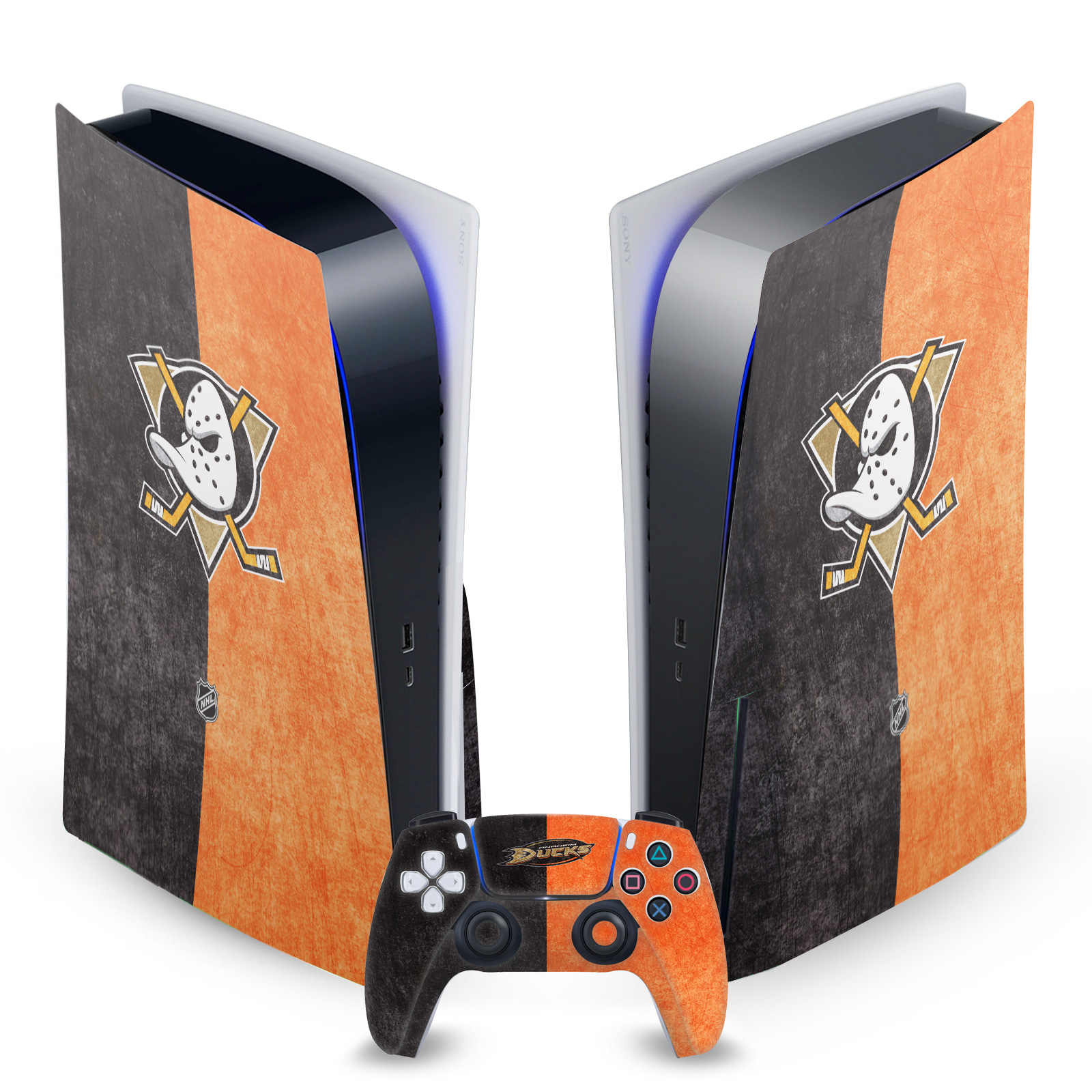 OFFICIAL NHL ANAHEIM DUCKS VINYL SKIN DECAL FOR SONY PS5 DISC EDITION BUNDLE