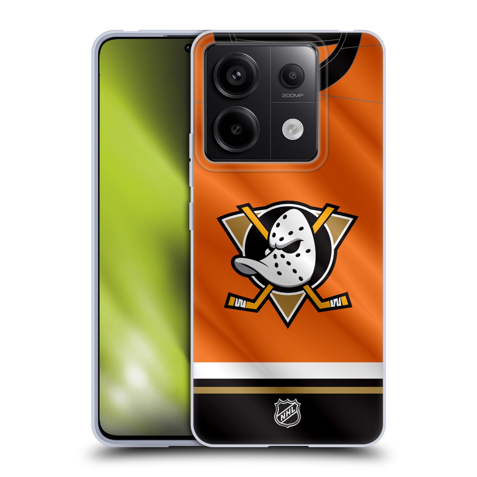 Silikonové pouzdro na mobil Xiaomi Redmi Note 13 Pro 5G / Poco X6 5G - NHL - Dres Anaheim Ducks (Silikonový kryt, obal, pouzdro na mobilní telefon Xiaomi Redmi Note 13 Pro 5G / Poco X6 5G s licencovaným motivem NHL - Dres Anaheim Ducks)