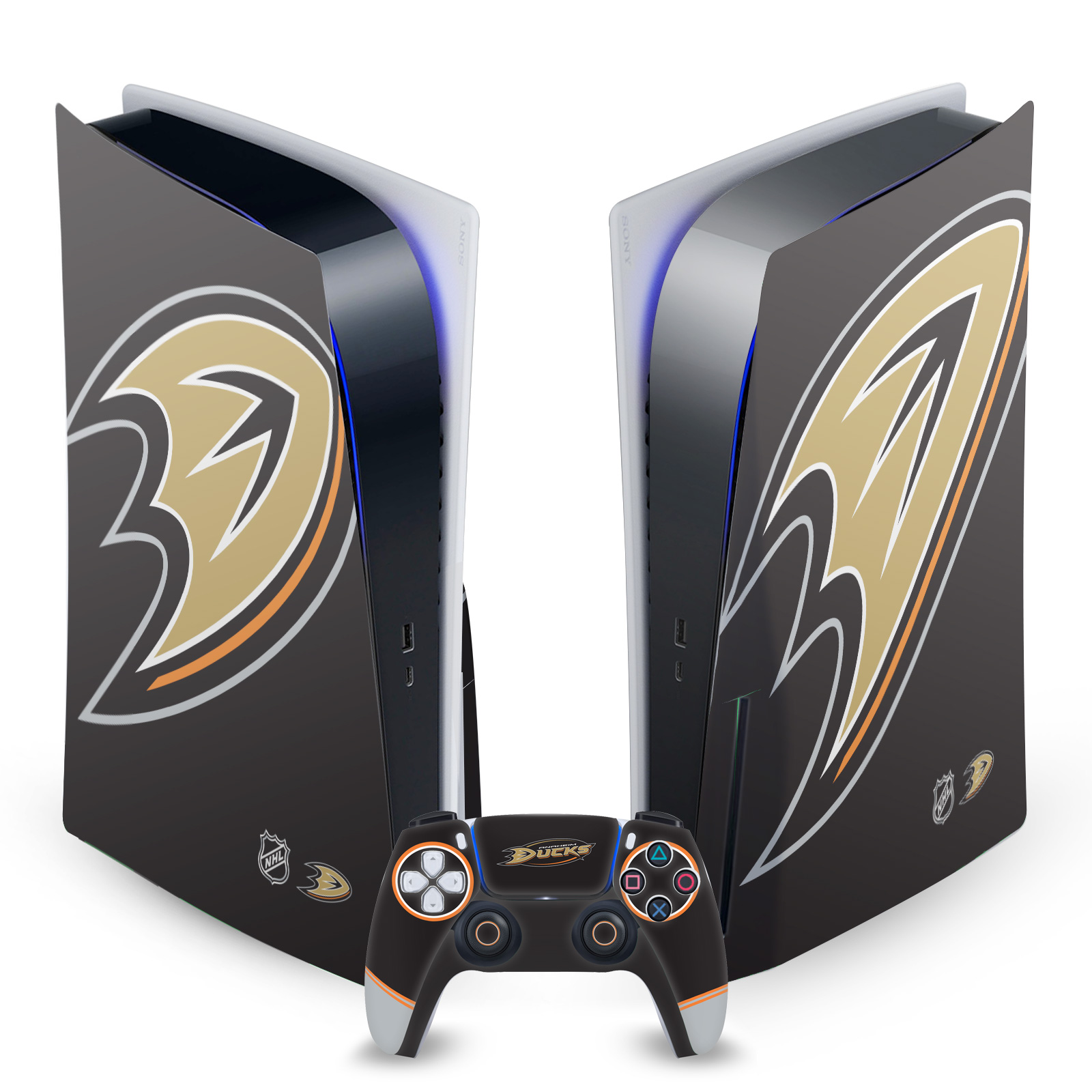 OFFICIAL NHL ANAHEIM DUCKS VINYL SKIN DECAL FOR SONY PS5 DISC EDITION BUNDLE