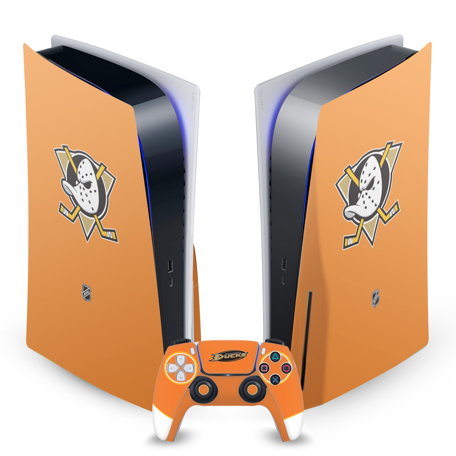 OFFICIAL NHL ANAHEIM DUCKS VINYL SKIN DECAL FOR SONY PS5 DISC EDITION BUNDLE