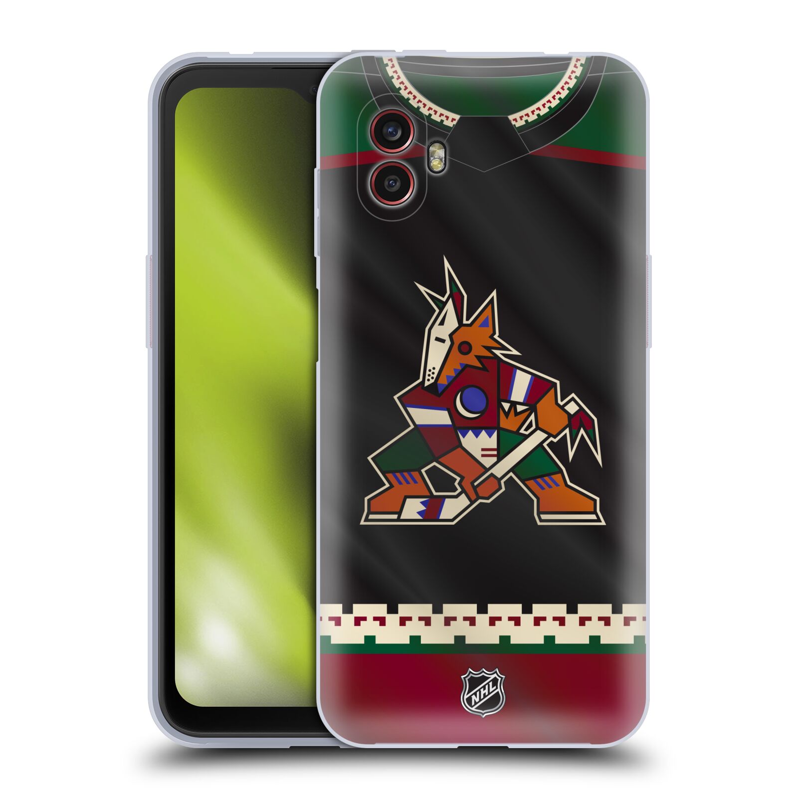 Silikonové pouzdro - Samsung Galaxy Xcover 6 Pro - NHL - Dres Arizona Coyotes (Silikonový kryt, obal, pouzdro na mobilní telefon Samsung Galaxy Xcover 6 Pro s licencovaným motivem NHL - Dres Arizona Coyotes)