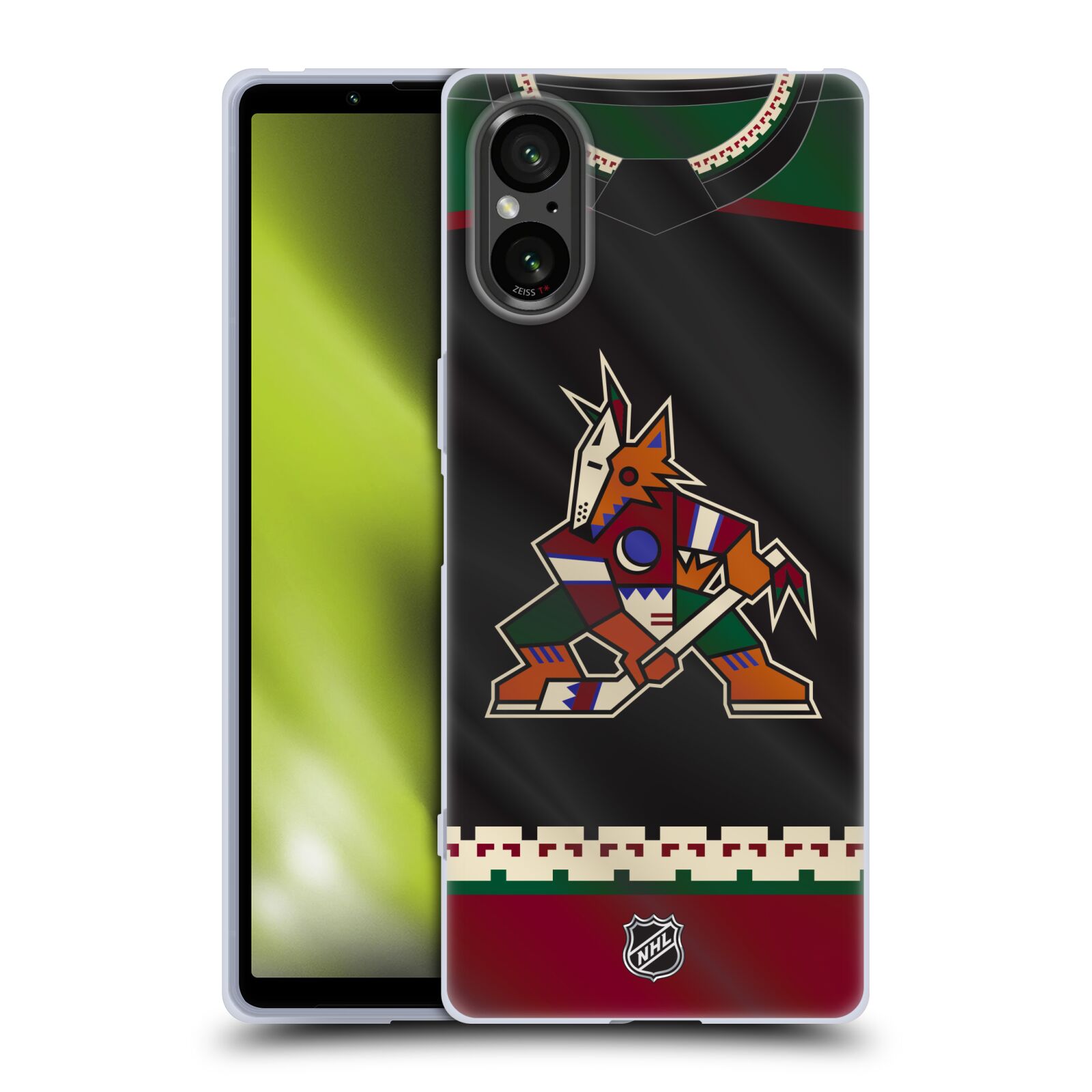 Silikonové pouzdro - Sony Xperia 5 V - NHL - Dres Arizona Coyotes (Silikonový kryt, obal, pouzdro na mobilní telefon Sony Xperia 5 V s licencovaným motivem NHL - Dres Arizona Coyotes)