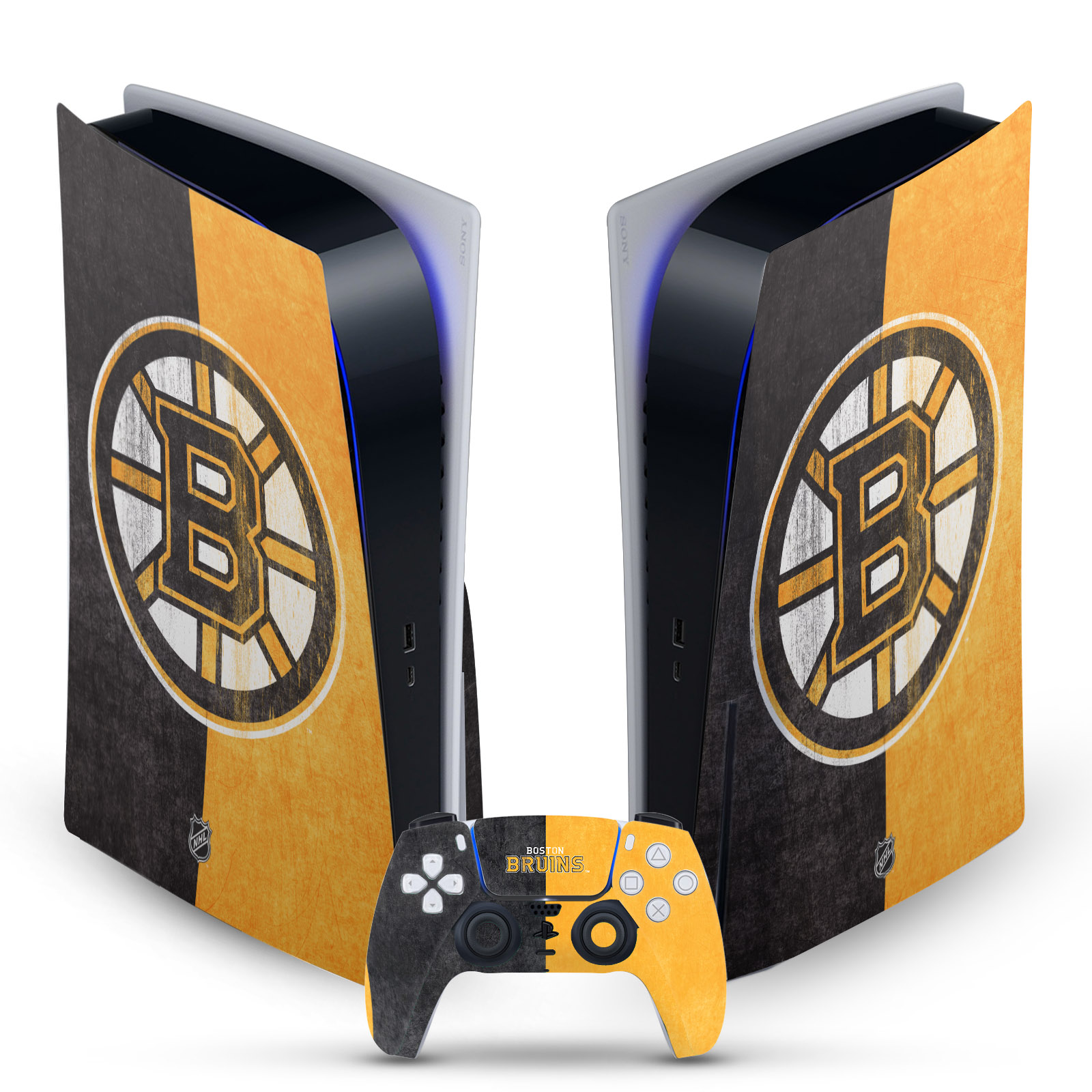 OFFICIAL NHL BOSTON BRUINS VINYL SKIN DECAL FOR SONY PS5 DISC EDITION BUNDLE