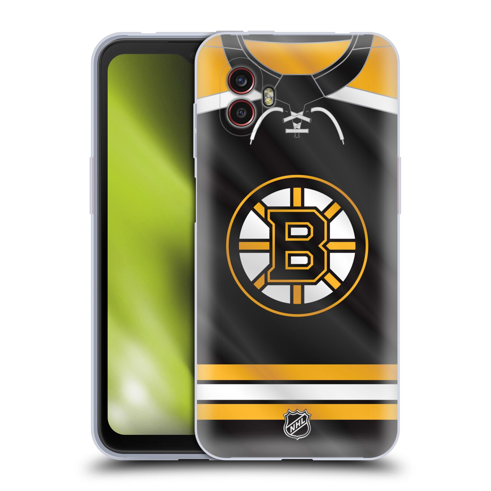 Silikonové pouzdro - Samsung Galaxy Xcover 6 Pro - NHL - Dres Boston Bruins (Silikonový kryt, obal, pouzdro na mobilní telefon Samsung Galaxy Xcover 6 Pro s licencovaným motivem NHL - Dres Boston Bruins)