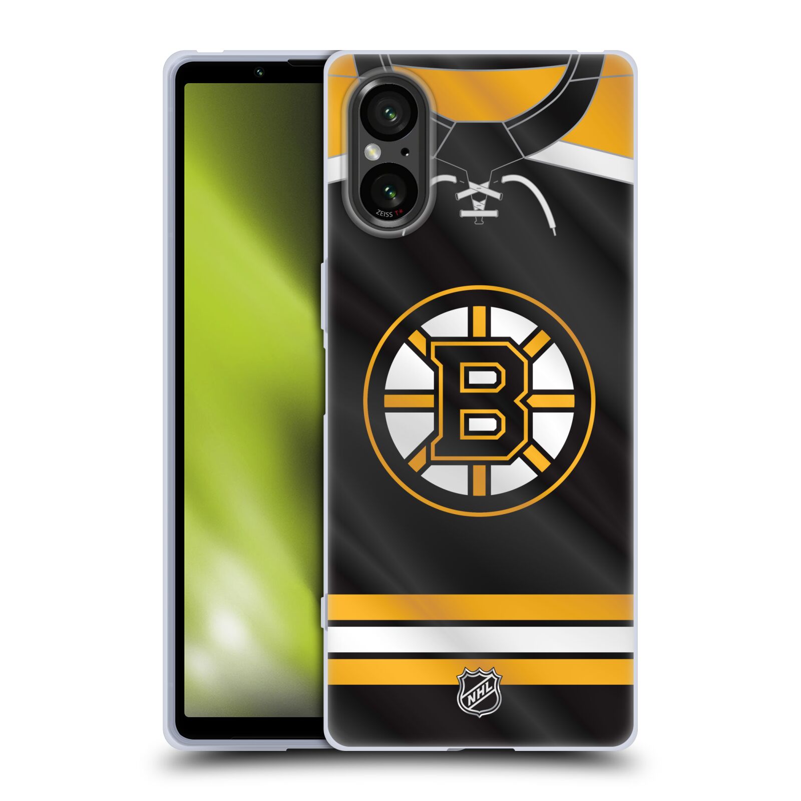 Silikonové pouzdro - Sony Xperia 5 V - NHL - Dres Boston Bruins (Silikonový kryt, obal, pouzdro na mobilní telefon Sony Xperia 5 V s licencovaným motivem NHL - Dres Boston Bruins)