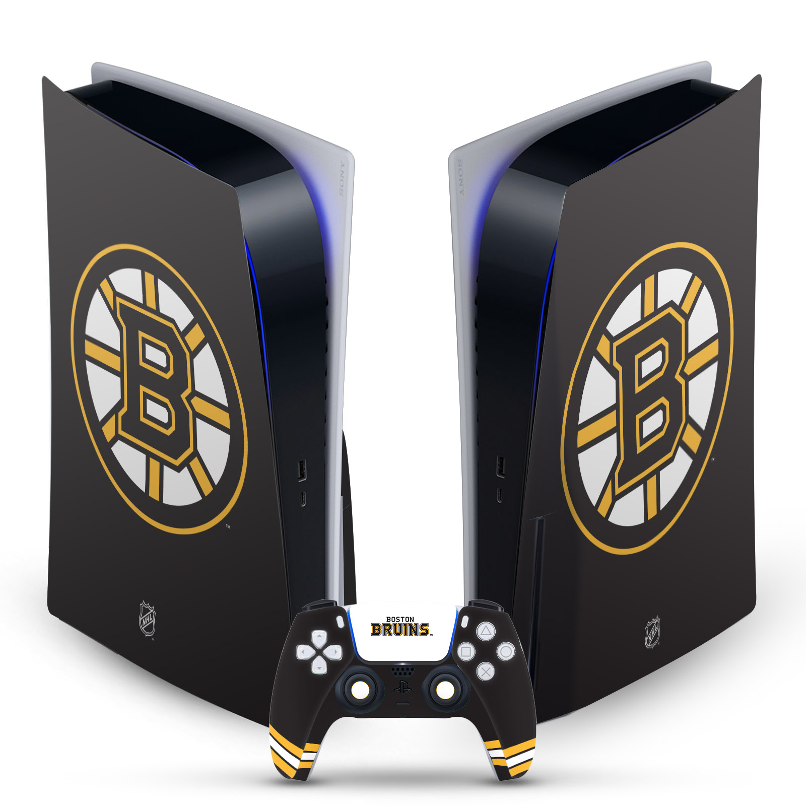 OFFICIAL NHL BOSTON BRUINS VINYL SKIN DECAL FOR SONY PS5 DISC EDITION BUNDLE