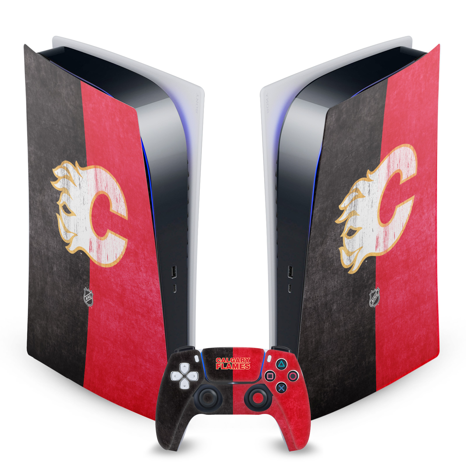 OFFICIAL NHL CALGARY FLAMES VINYL SKIN DECAL FOR SONY PS5 DIGITAL EDITION BUNDLE