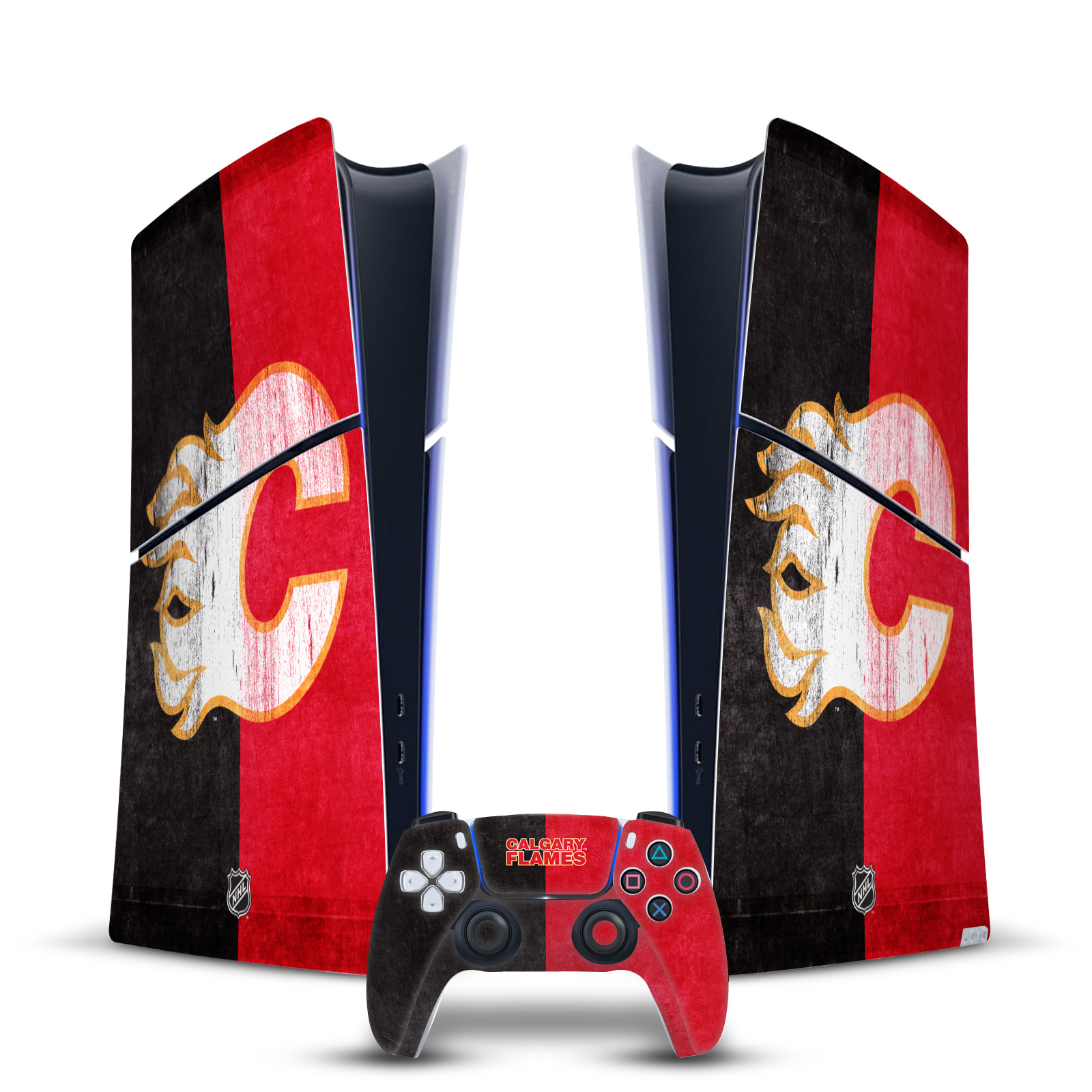 OFFICIAL NHL CALGARY FLAMES VINYL SKIN FOR PS5 SLIM DIGITAL CONSOLE & CONTROLLER