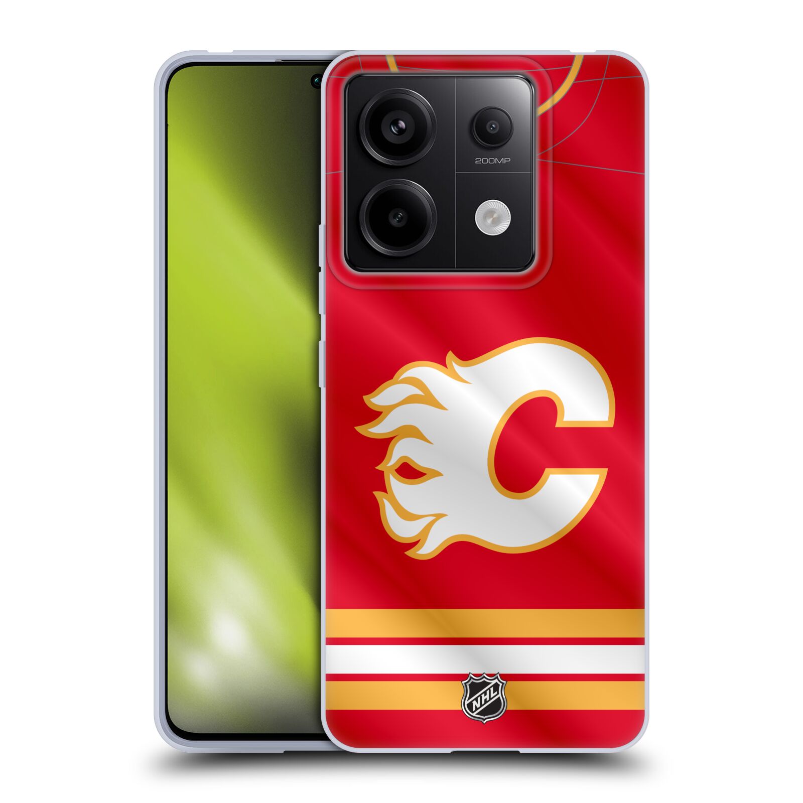 Silikonové pouzdro na mobil Xiaomi Redmi Note 13 Pro 5G / Poco X6 5G - NHL - Dres Calgary Flames (Silikonový kryt, obal, pouzdro na mobilní telefon Xiaomi Redmi Note 13 Pro 5G / Poco X6 5G s licencovaným motivem NHL - Dres Calgary Flames)