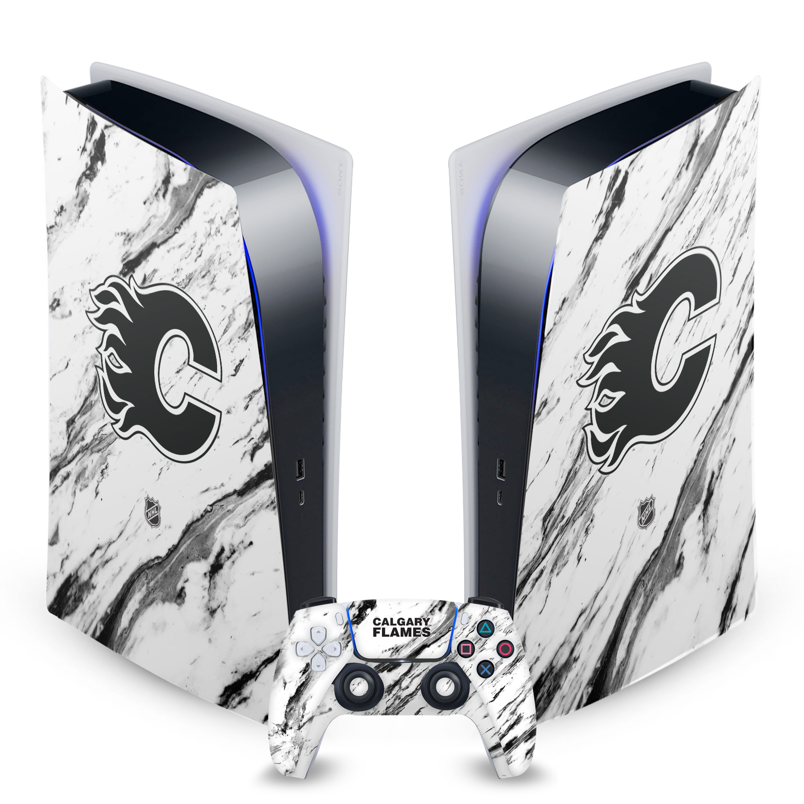 OFFICIAL NHL CALGARY FLAMES VINYL SKIN DECAL FOR SONY PS5 DIGITAL EDITION BUNDLE