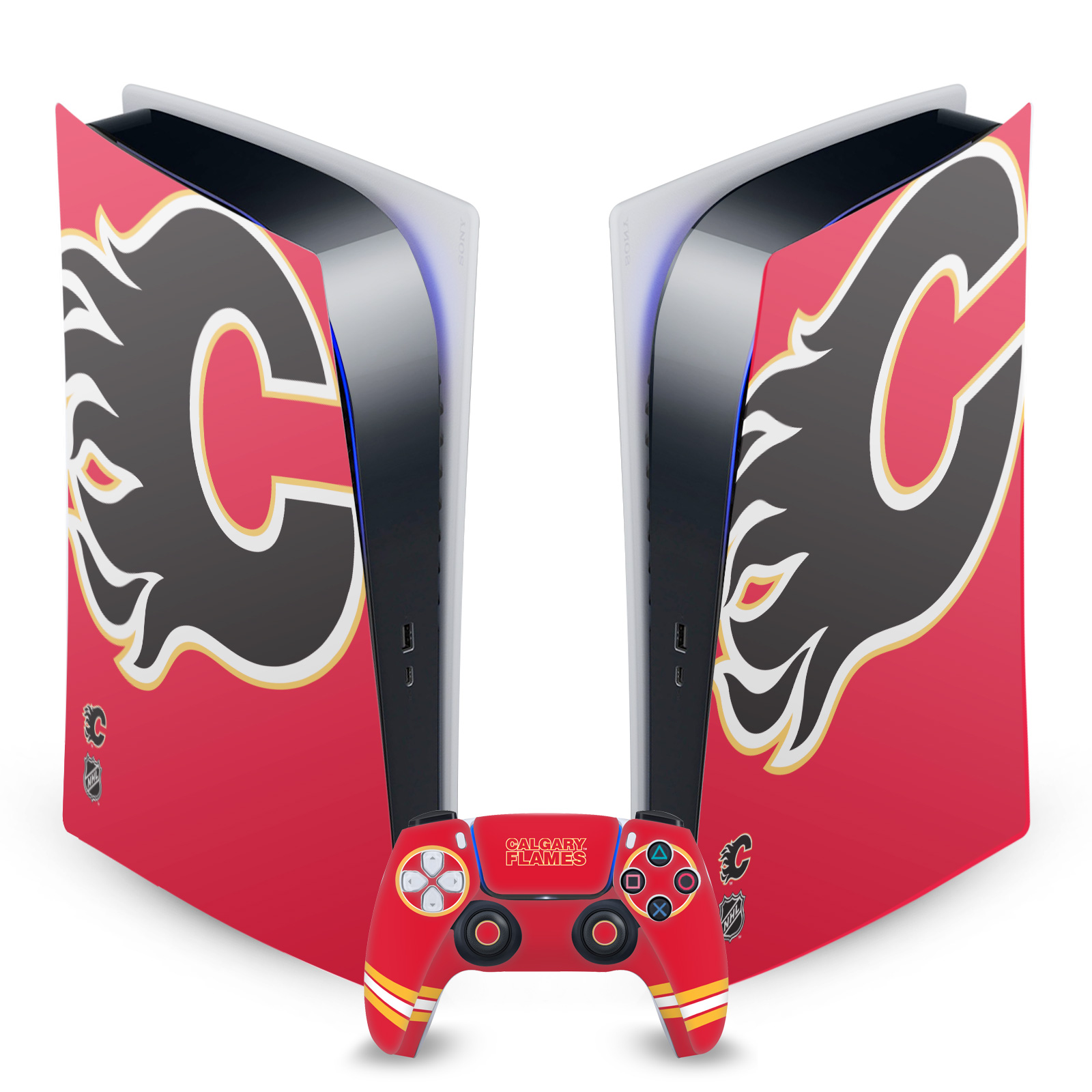 OFFICIAL NHL CALGARY FLAMES VINYL SKIN DECAL FOR SONY PS5 DIGITAL EDITION BUNDLE