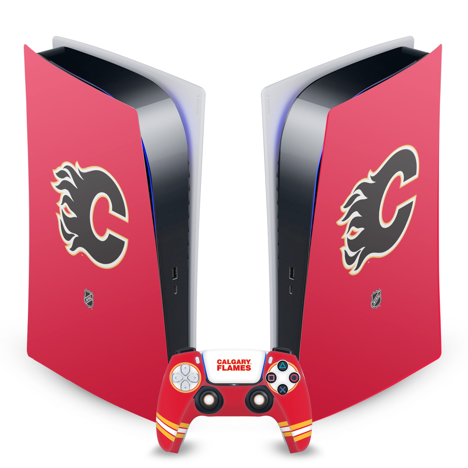 OFFICIAL NHL CALGARY FLAMES VINYL SKIN DECAL FOR SONY PS5 DIGITAL EDITION BUNDLE