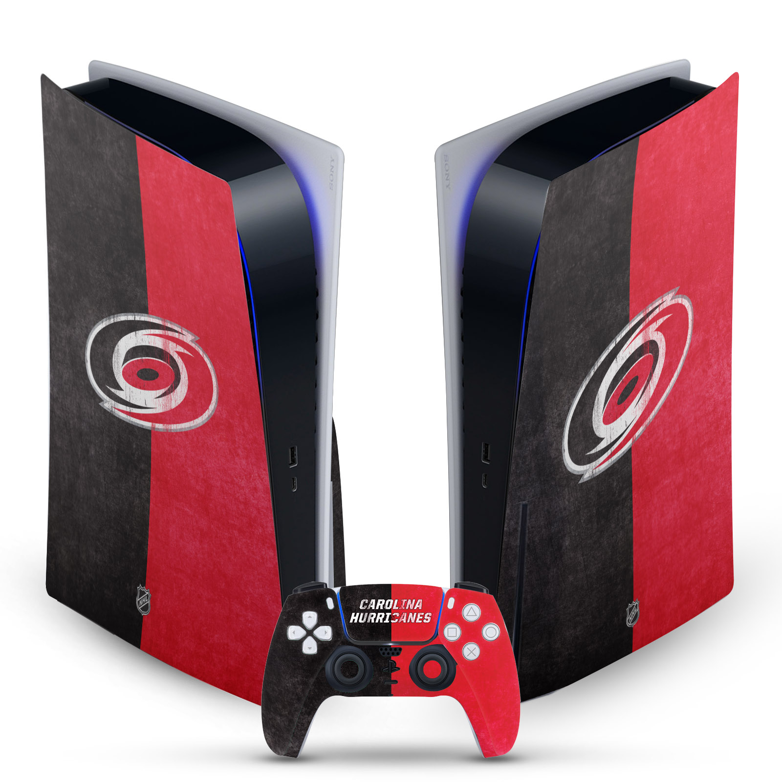 OFFICIAL NHL CAROLINA HURRICANES VINYL SKIN FOR SONY PS5 DISC EDITION BUNDLE