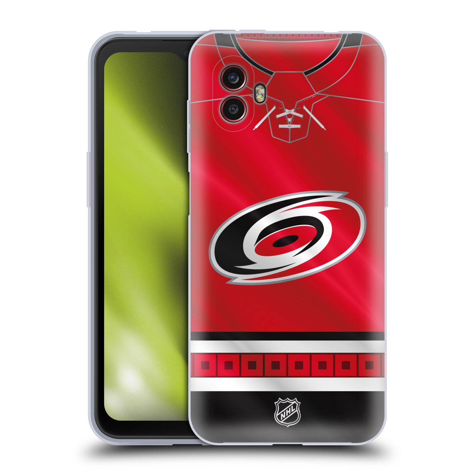 Silikonové pouzdro - Samsung Galaxy Xcover 6 Pro - NHL - Dres Carolina Hurricanes (Silikonový kryt, obal, pouzdro na mobilní telefon Samsung Galaxy Xcover 6 Pro s licencovaným motivem NHL - Dres Carolina Hurricanes)