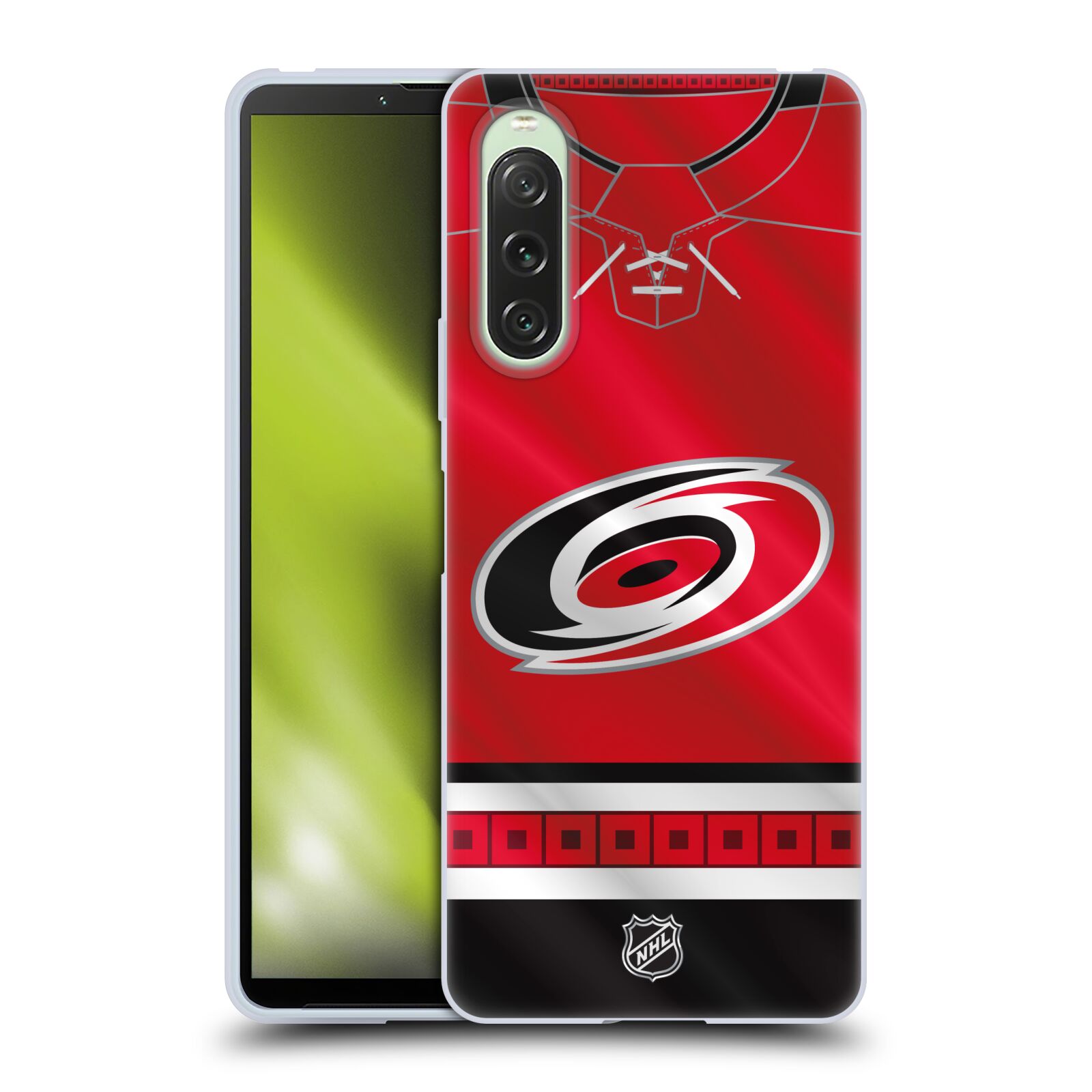 Silikonové pouzdro - Sony Xperia 10 V - NHL - Dres Carolina Hurricanes (Silikonový kryt, obal, pouzdro na mobilní telefon Sony Xperia 10 V s licencovaným motivem NHL - Dres Carolina Hurricanes)