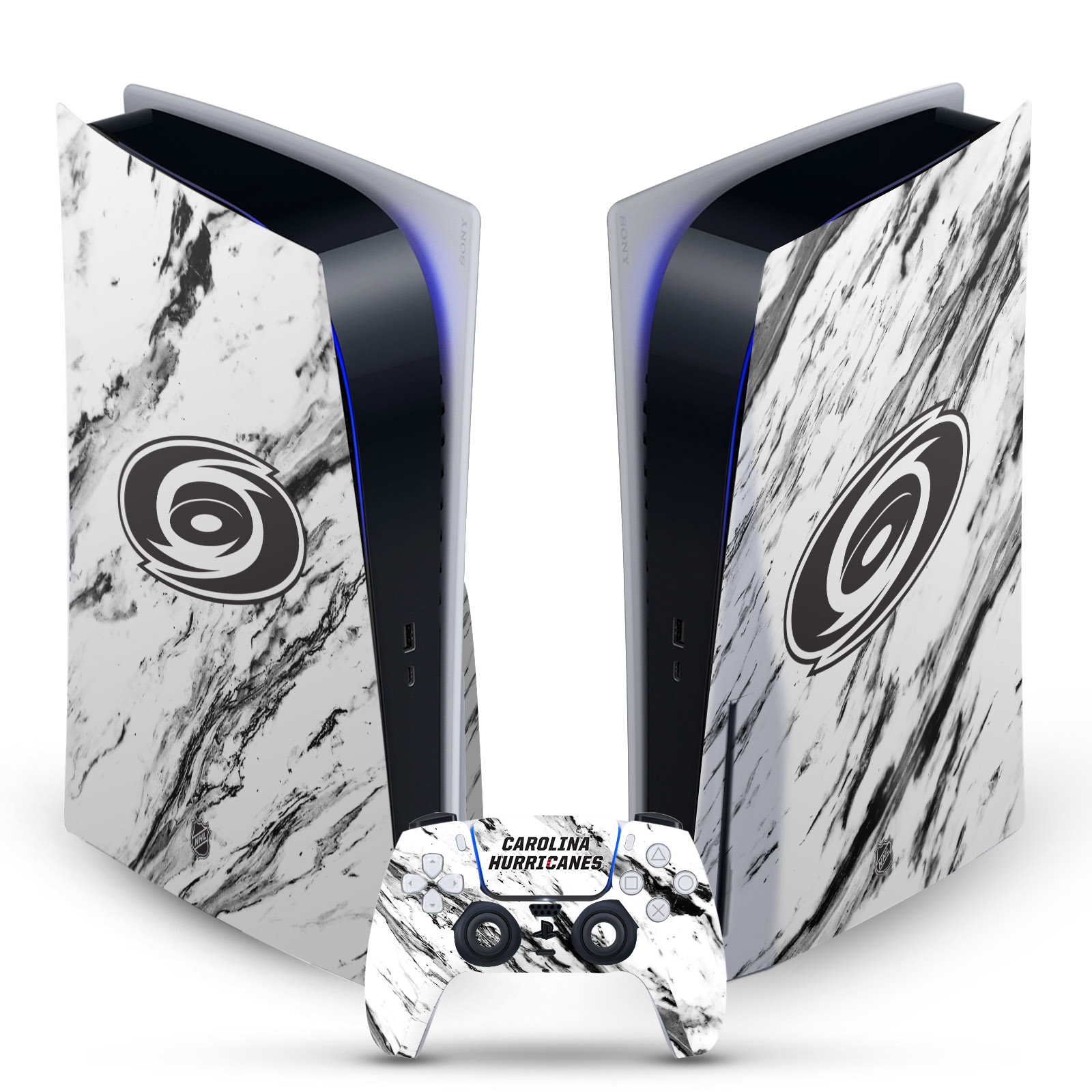 OFFICIAL NHL CAROLINA HURRICANES VINYL SKIN FOR SONY PS5 DISC EDITION BUNDLE