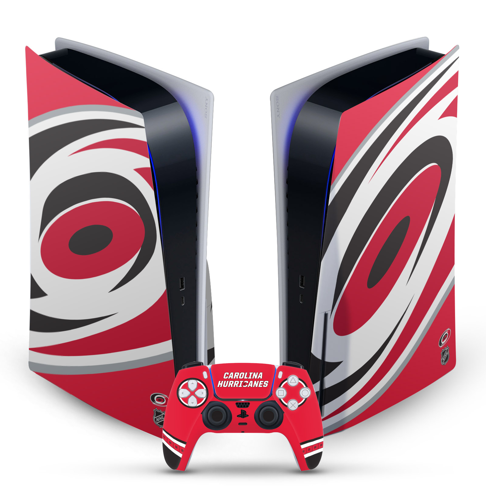 OFFICIAL NHL CAROLINA HURRICANES VINYL SKIN FOR SONY PS5 DISC EDITION BUNDLE