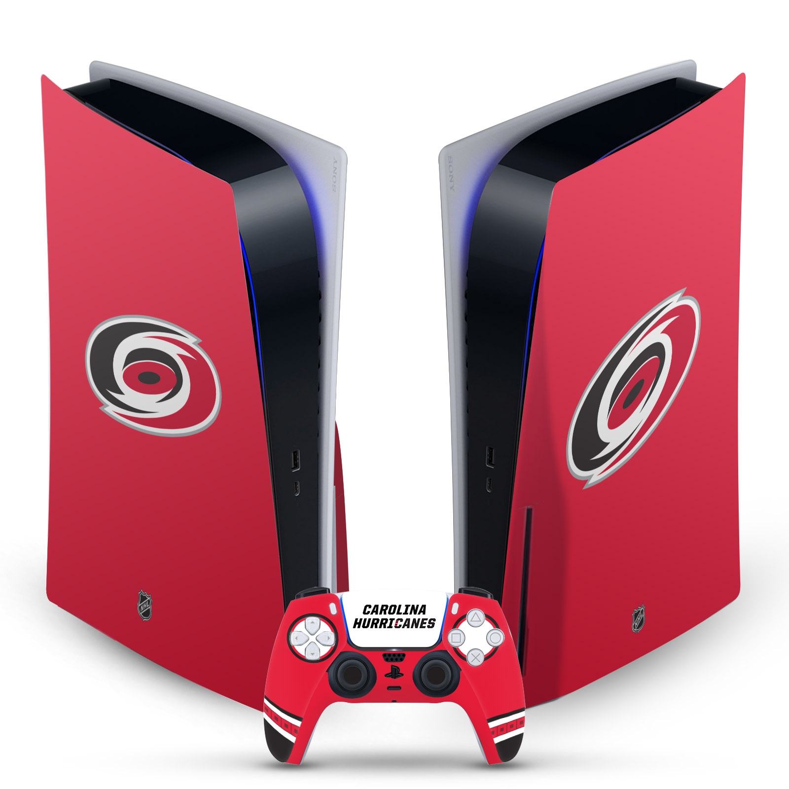 OFFICIAL NHL CAROLINA HURRICANES VINYL SKIN FOR SONY PS5 DISC EDITION BUNDLE