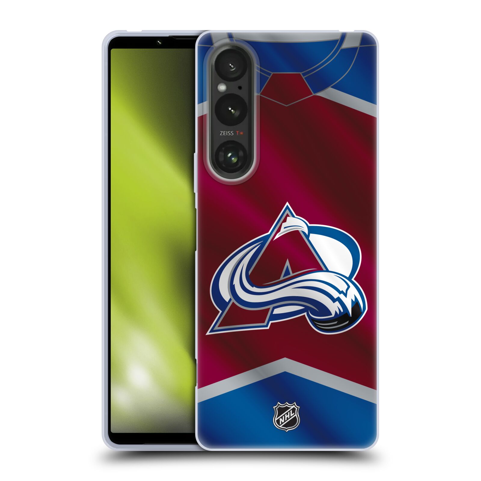 Silikonové pouzdro na mobil Sony Xperia 1 V - NHL - Dres Colorado Avalanche (Silikonový kryt, obal, pouzdro na mobilní telefon Sony Xperia 1 V s licencovaným motivem NHL - Dres Colorado Avalanche)