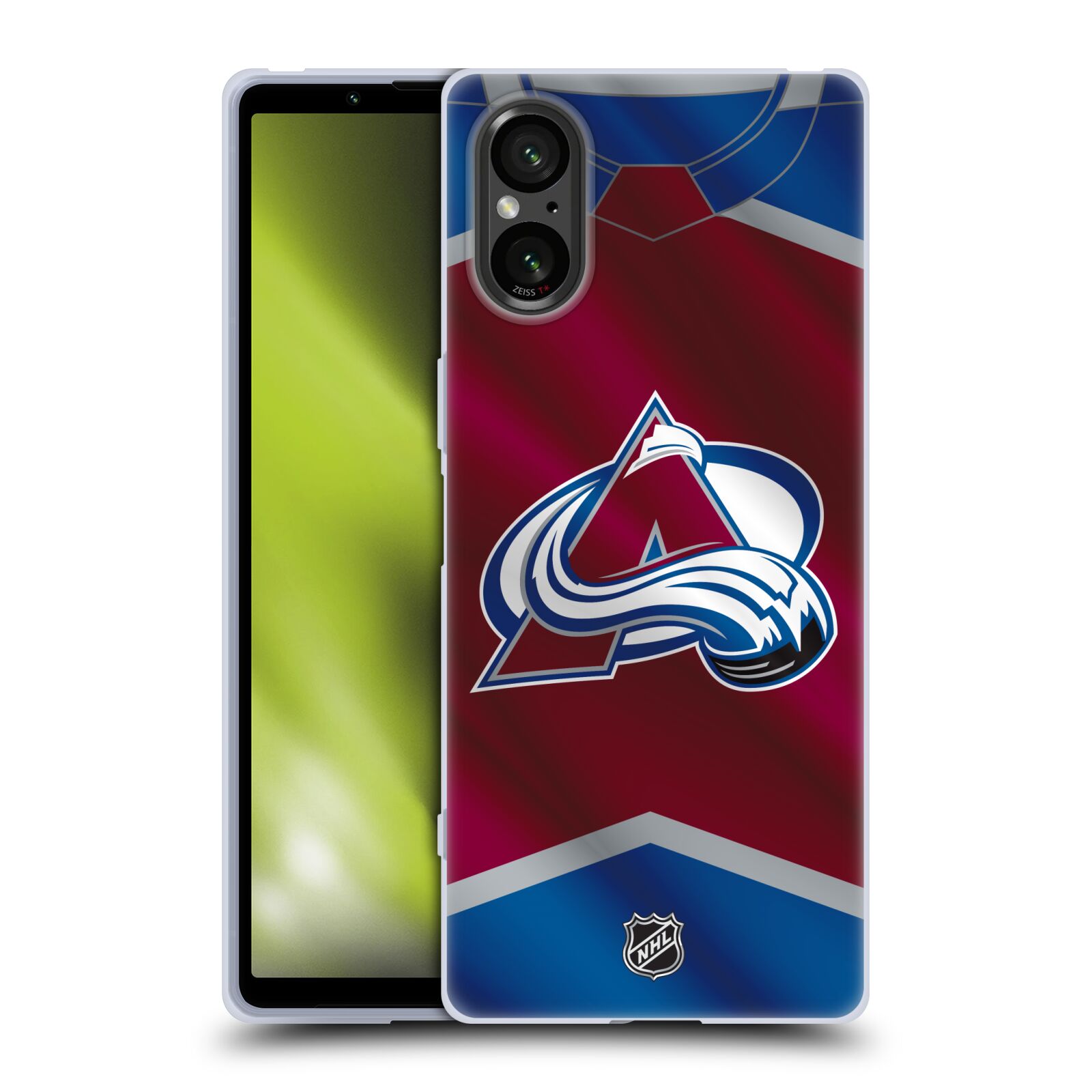 Silikonové pouzdro - Sony Xperia 5 V - NHL - Dres Colorado Avalanche (Silikonový kryt, obal, pouzdro na mobilní telefon Sony Xperia 5 V s licencovaným motivem NHL - Dres Colorado Avalanche)