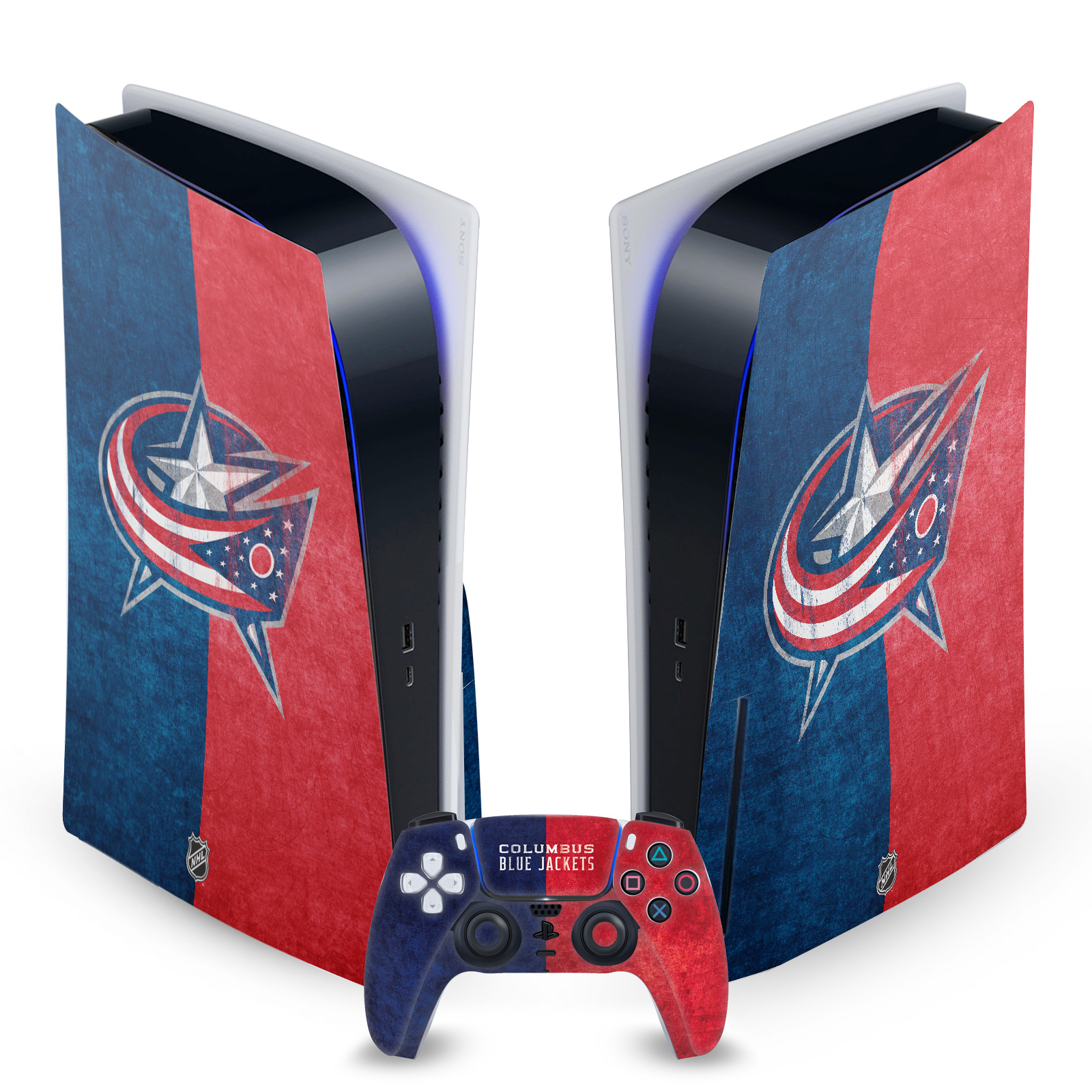 OFFICIAL NHL COLUMBUS BLUE JACKETS VINYL SKIN FOR SONY PS5 DISC EDITION BUNDLE