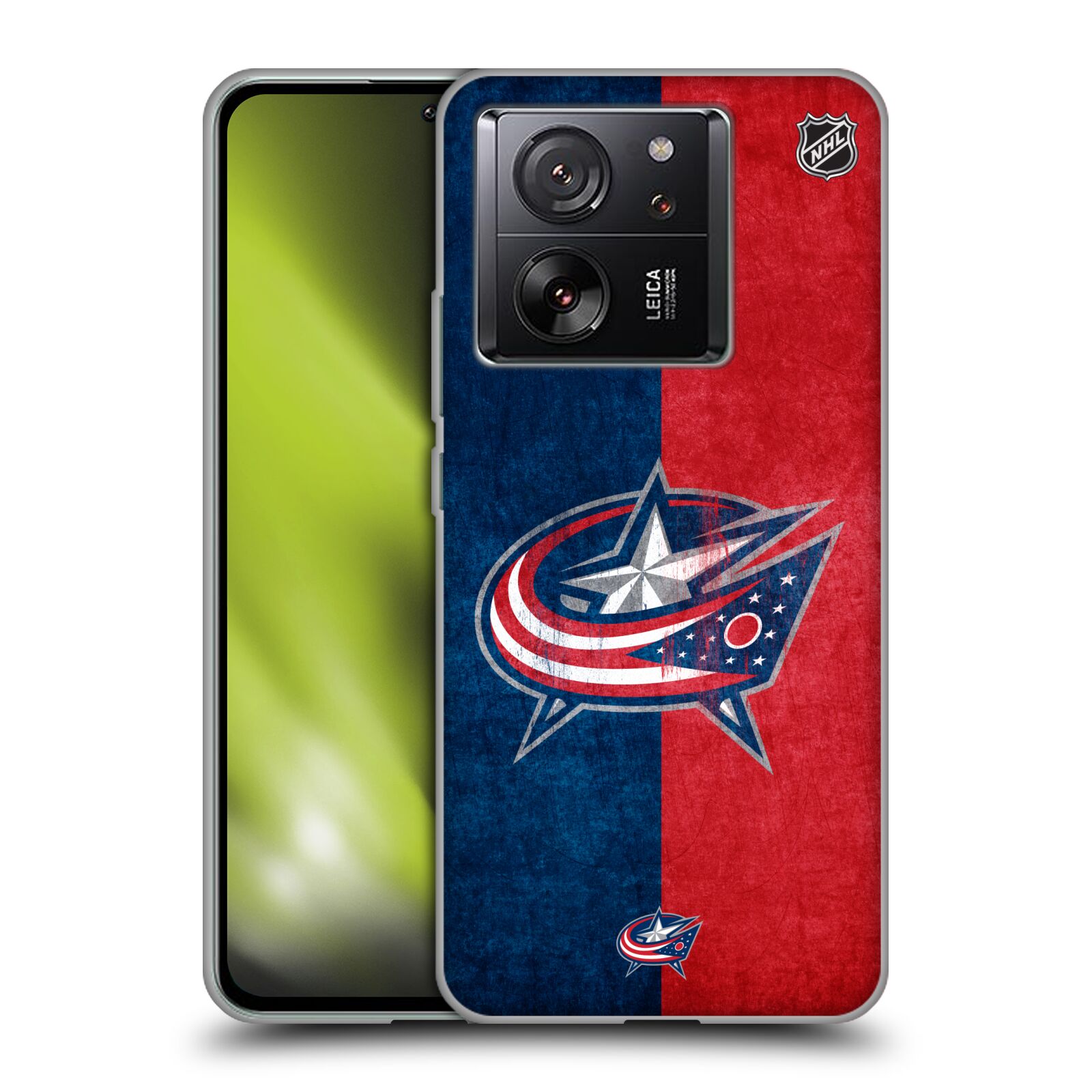 Silikonové pouzdro na mobil Xiaomi 13T / 13T Pro - NHL - Půlené logo Columbus Blue Jackets (Silikonový kryt, obal, pouzdro na mobilní telefon Xiaomi 13T / 13T Pro s licencovaným motivem NHL - Půlené logo Columbus Blue Jackets)