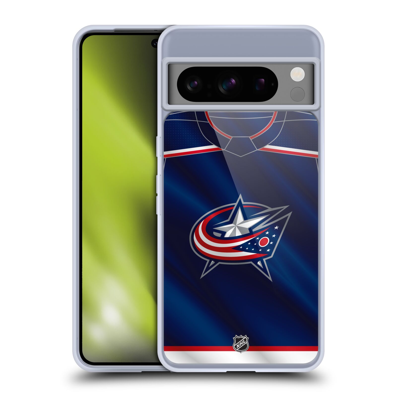 Silikonové lesklé pouzdro na mobil Google Pixel 8 Pro - NHL - Dres Columbus Blue Jackets (Lesklý silikonový kryt, obal, pouzdro na mobilní telefon Google Pixel 8 Pros licencovaným motivem NHL - Dres Columbus Blue Jackets)