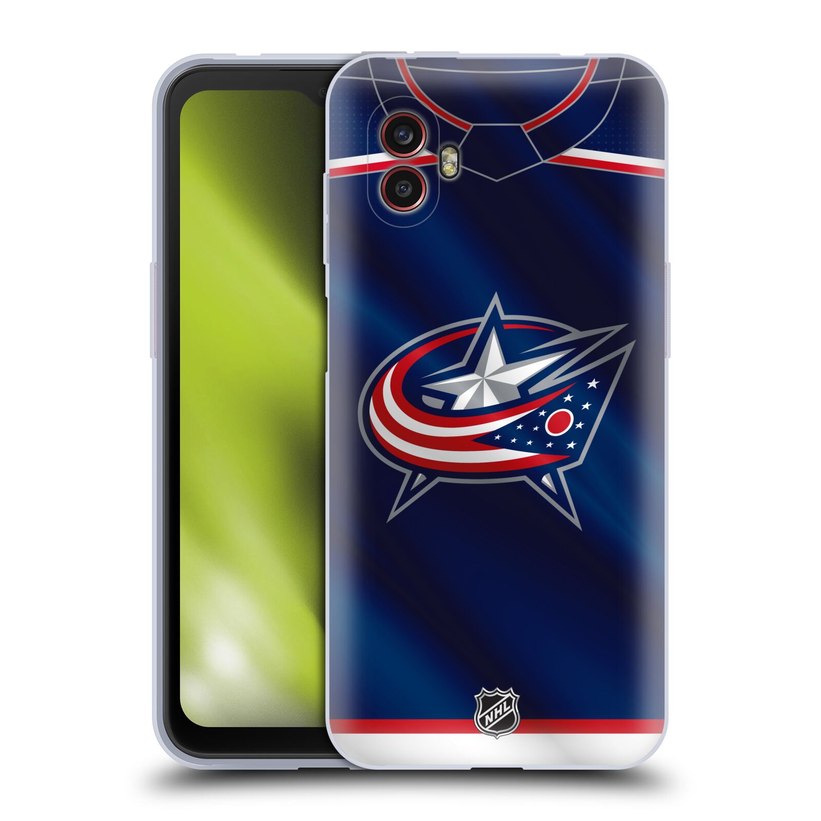 Silikonové pouzdro na mobil Samsung Galaxy Xcover 6 Pro - NHL - Dres Columbus Blue Jackets (Silikonový kryt, obal, pouzdro na mobilní telefon Samsung Galaxy Xcover 6 Pro s licencovaným motivem NHL - Dres Columbus Blue Jackets)