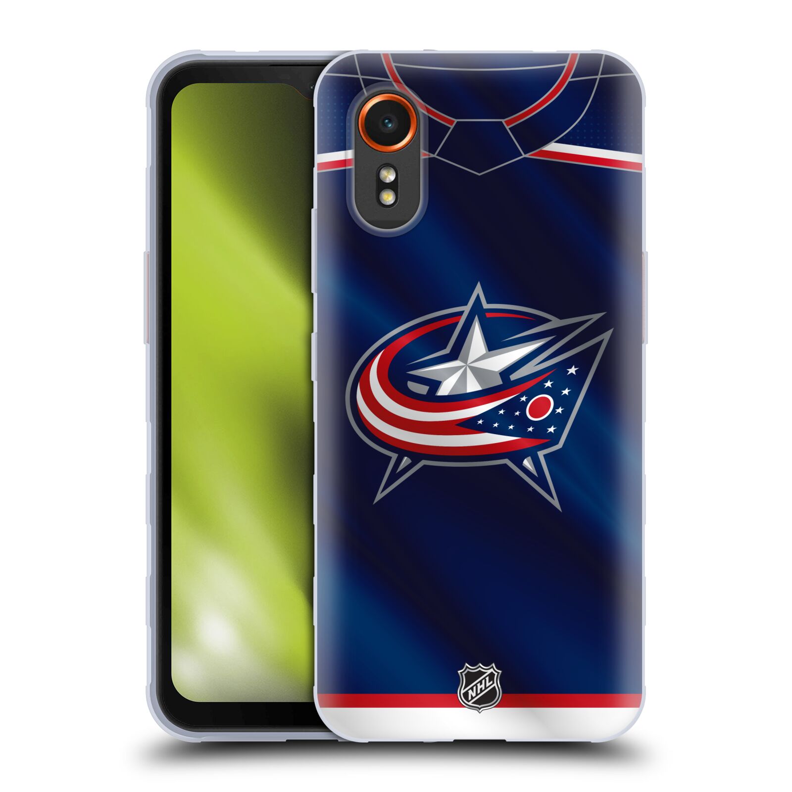 Silikonové pouzdro na mobil Samsung Galaxy Xcover 7 5G - NHL - Dres Columbus Blue Jackets (Silikonový kryt, obal, pouzdro na mobilní telefon Samsung Galaxy Xcover 7 5G s licencovaným motivem NHL - Dres Columbus Blue Jackets)