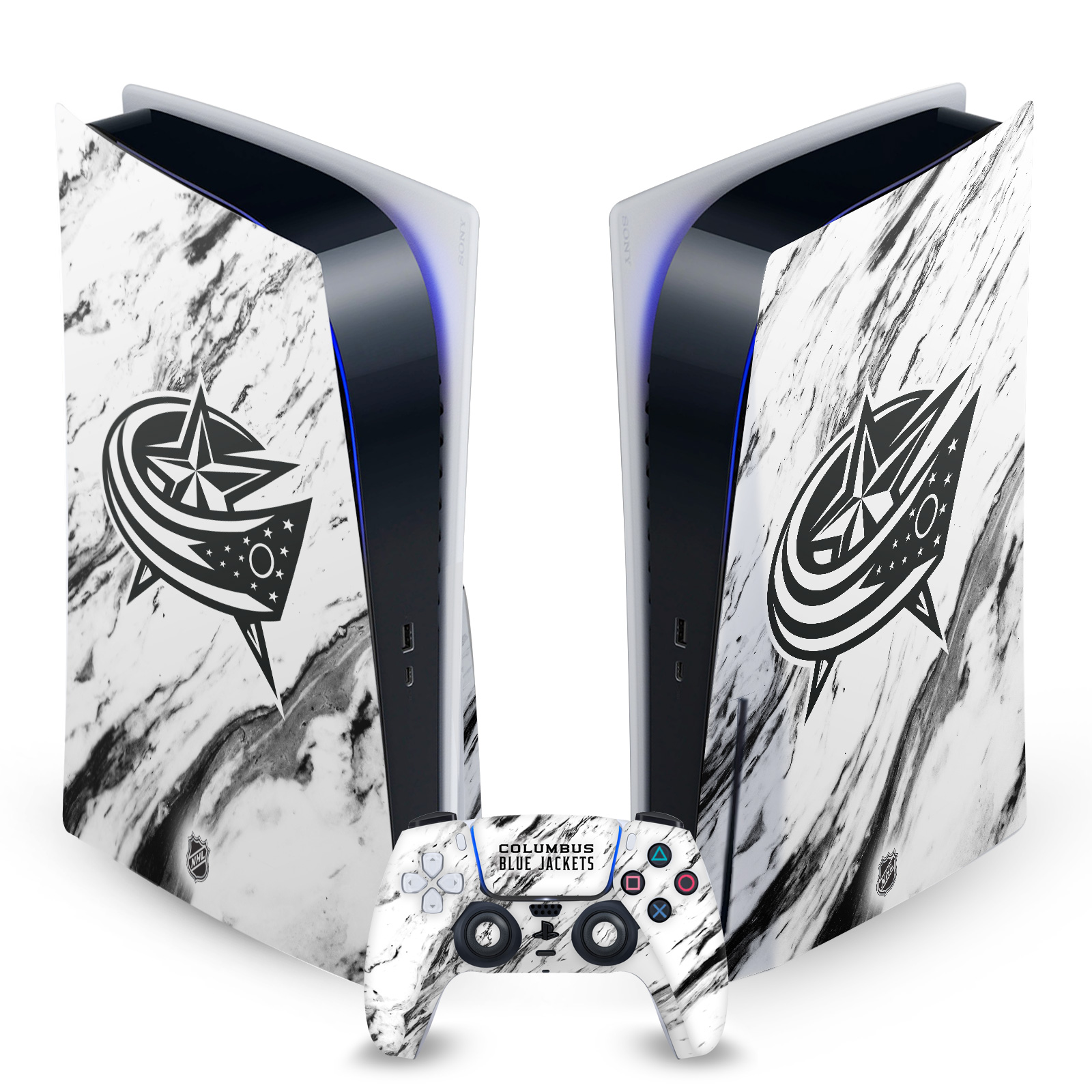 OFFICIAL NHL COLUMBUS BLUE JACKETS VINYL SKIN FOR SONY PS5 DISC EDITION BUNDLE