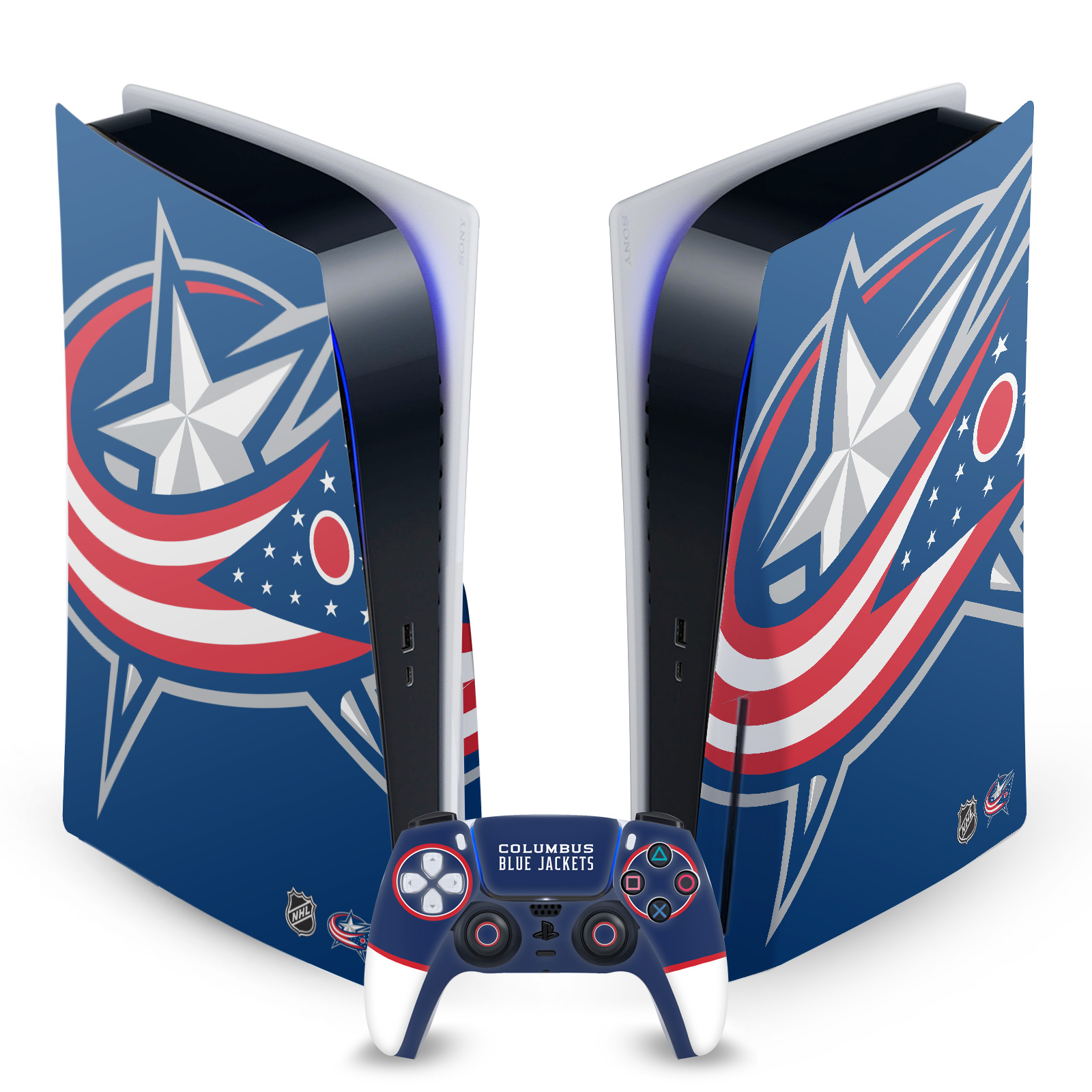 OFFICIAL NHL COLUMBUS BLUE JACKETS VINYL SKIN FOR SONY PS5 DISC EDITION BUNDLE