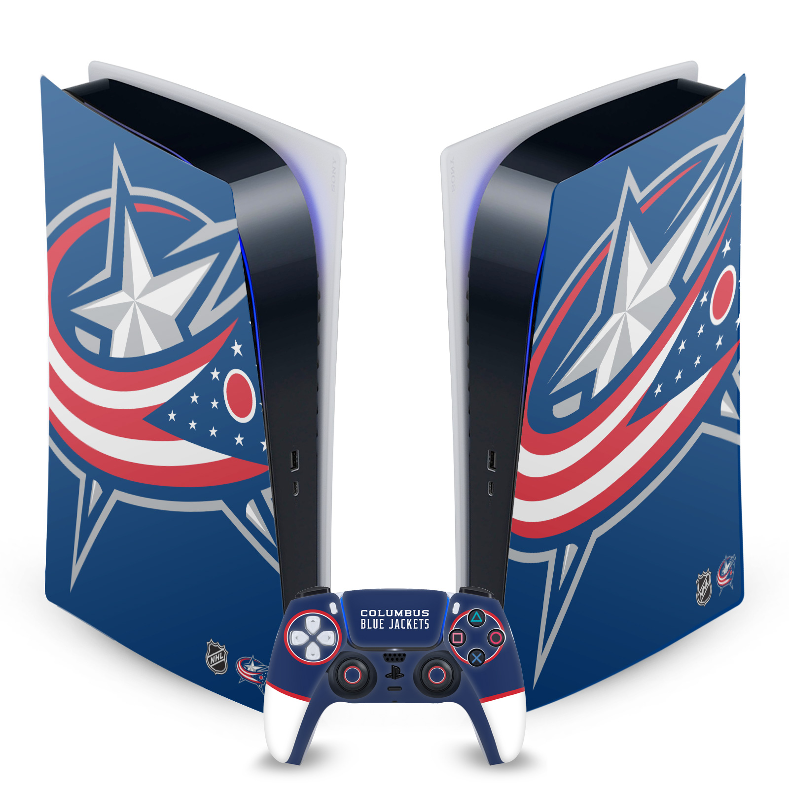 NHL COLUMBUS BLUE JACKETS VINYL SKIN DECAL FOR SONY PS5 DIGITAL EDITION BUNDLE