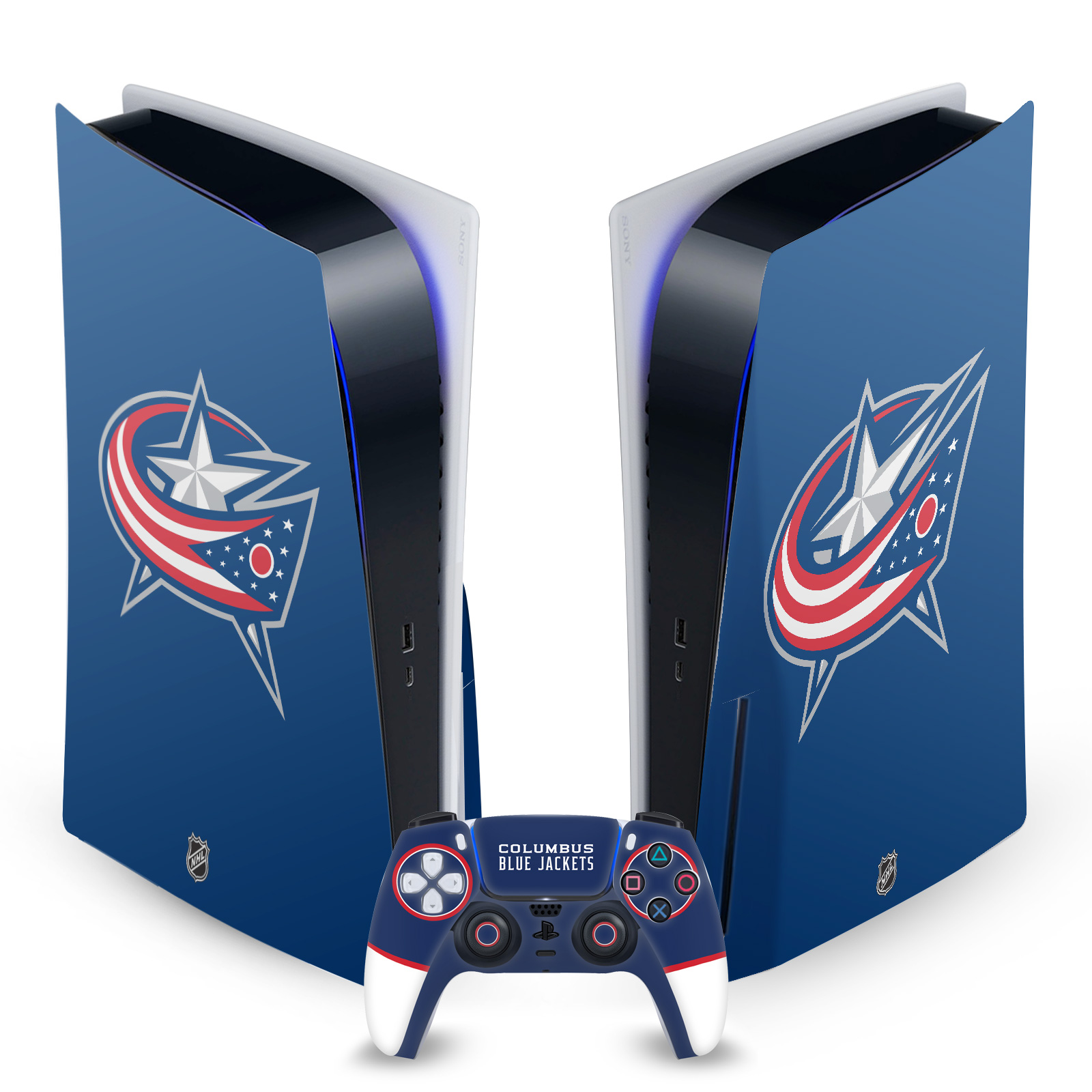 OFFICIAL NHL COLUMBUS BLUE JACKETS VINYL SKIN FOR SONY PS5 DISC EDITION BUNDLE