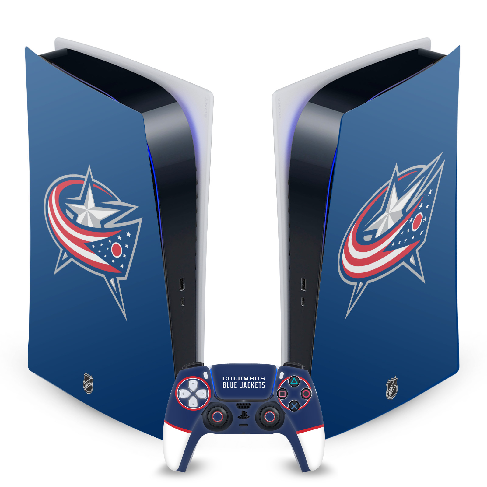 NHL COLUMBUS BLUE JACKETS VINYL SKIN DECAL FOR SONY PS5 DIGITAL EDITION BUNDLE