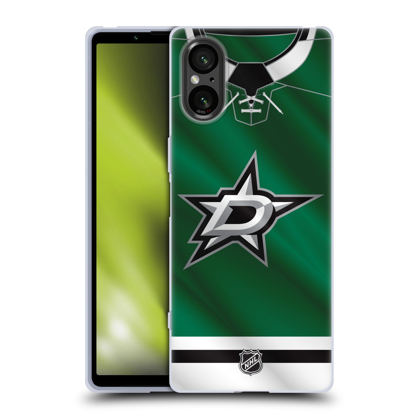 Silikonové pouzdro - Sony Xperia 5 V - NHL - Dres Dallas Stars (Silikonový kryt, obal, pouzdro na mobilní telefon Sony Xperia 5 V s licencovaným motivem NHL - Dres Dallas Stars)