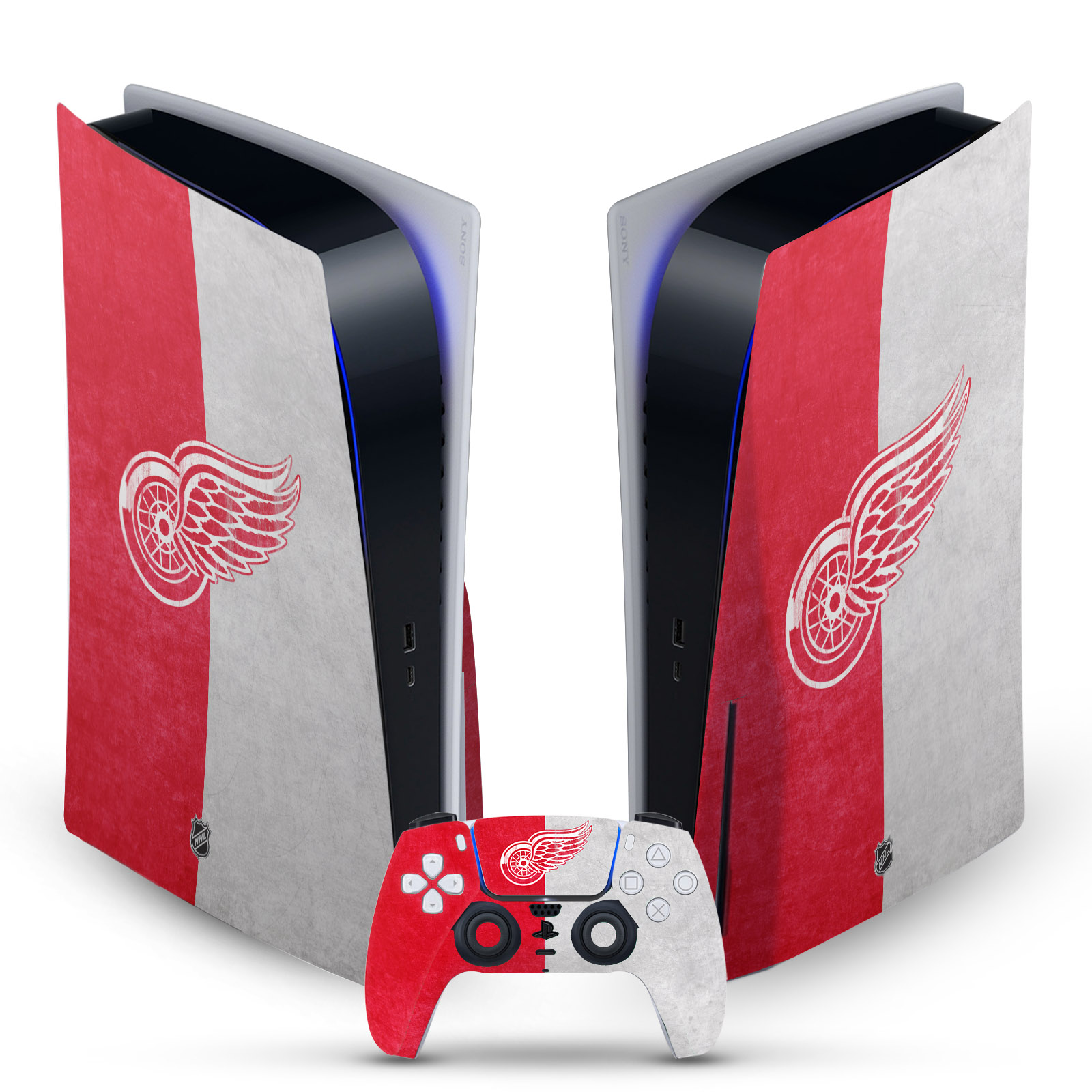 OFFICIAL NHL DETROIT RED WINGS VINYL SKIN DECAL FOR SONY PS5 DISC EDITION BUNDLE