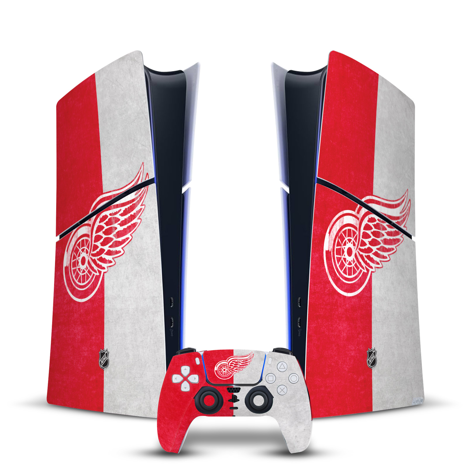 NHL DETROIT RED WINGS VINYL SKIN DECAL FOR PS5 SLIM DIGITAL CONSOLE & CONTROLLER