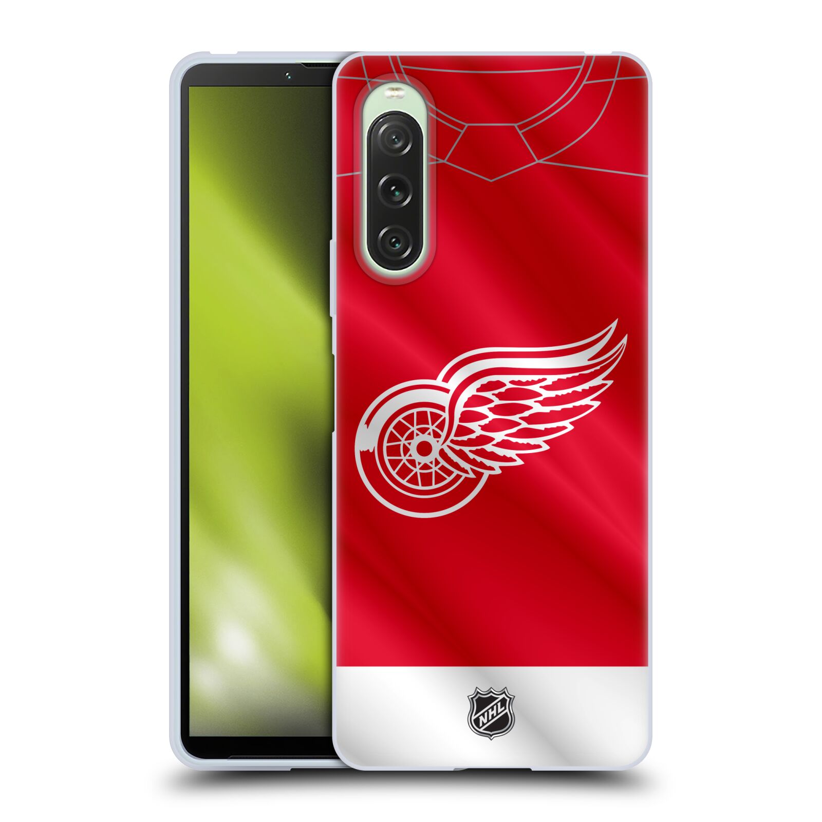 Silikonové pouzdro - Sony Xperia 10 V - NHL - Dres Detroit Red Wings (Silikonový kryt, obal, pouzdro na mobilní telefon Sony Xperia 10 V s licencovaným motivem NHL - Dres Detroit Red Wings)