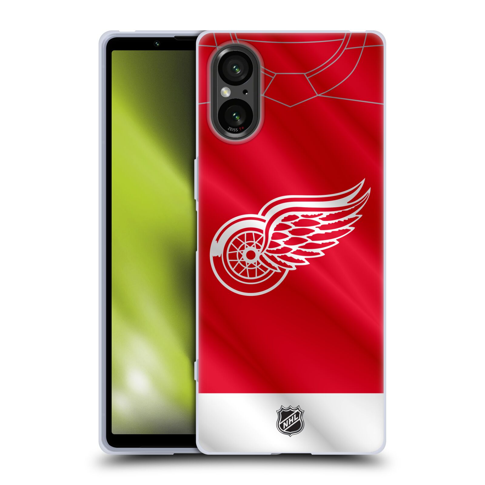 Silikonové pouzdro - Sony Xperia 5 V - NHL - Dres Detroit Red Wings (Silikonový kryt, obal, pouzdro na mobilní telefon Sony Xperia 5 V s licencovaným motivem NHL - Dres Detroit Red Wings)