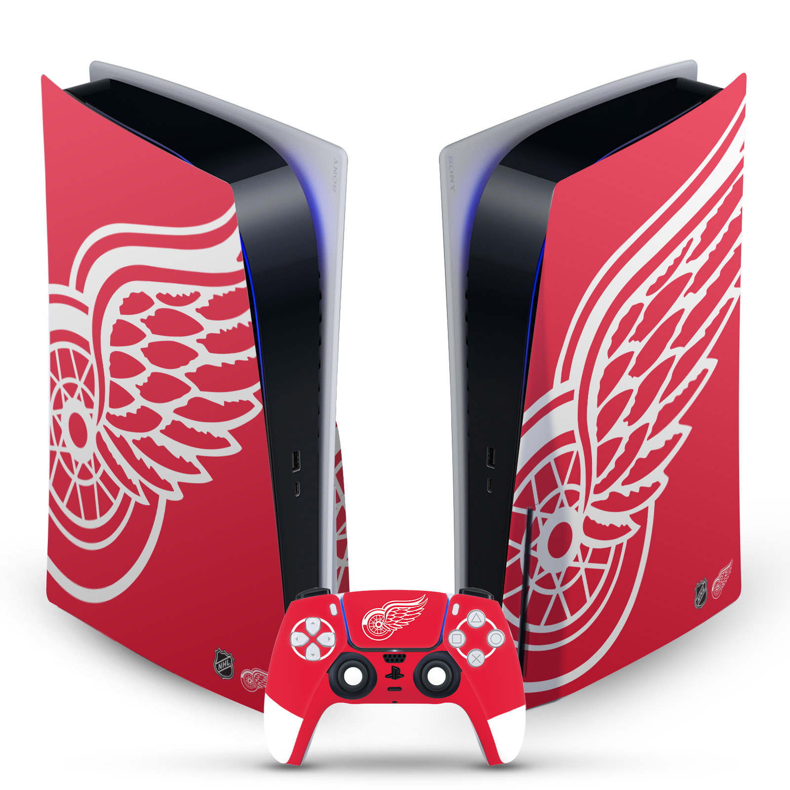 OFFICIAL NHL DETROIT RED WINGS VINYL SKIN DECAL FOR SONY PS5 DISC EDITION BUNDLE