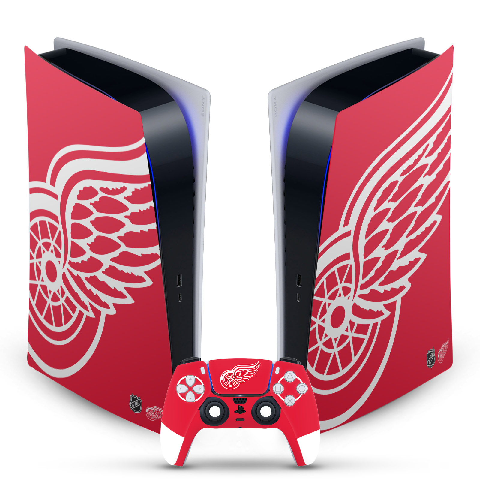 OFFICIAL NHL DETROIT RED WINGS VINYL SKIN FOR SONY PS5 DIGITAL EDITION BUNDLE