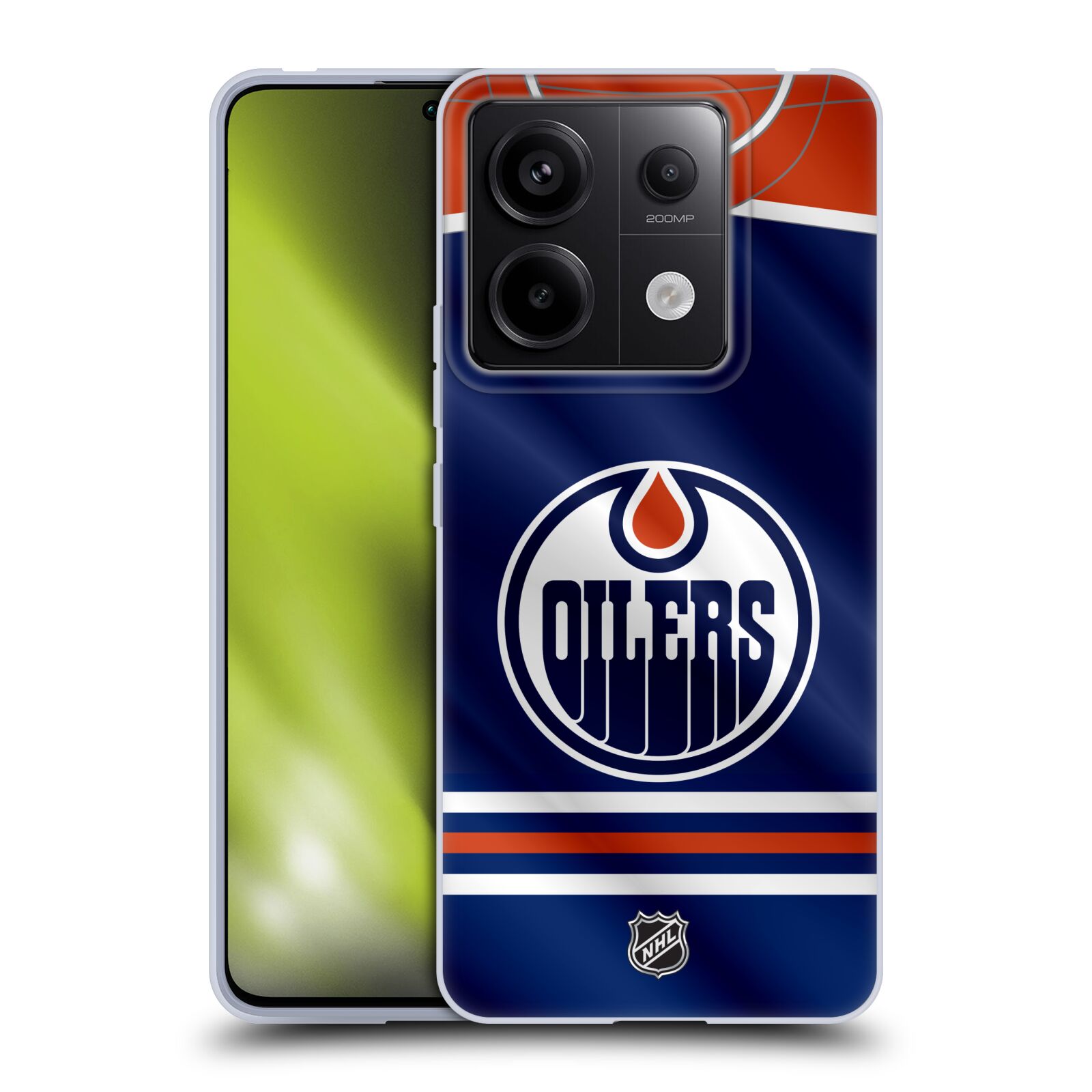 Silikonové pouzdro na mobil Xiaomi Redmi Note 13 Pro 5G / Poco X6 5G - NHL - Dres Edmonton Oilers (Silikonový kryt, obal, pouzdro na mobilní telefon Xiaomi Redmi Note 13 Pro 5G / Poco X6 5G s licencovaným motivem NHL - Dres Edmonton Oilers)