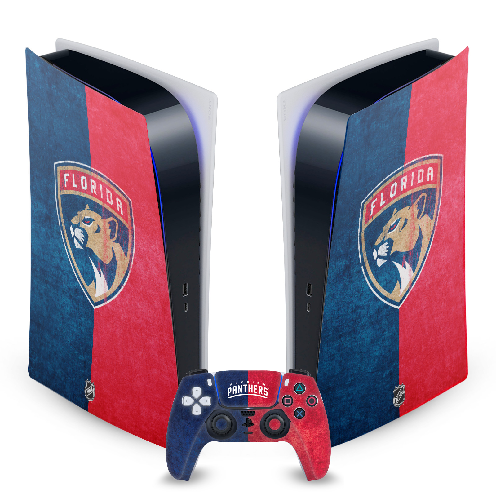 OFFICIAL NHL FLORIDA PANTHERS VINYL SKIN FOR SONY PS5 DIGITAL EDITION BUNDLE