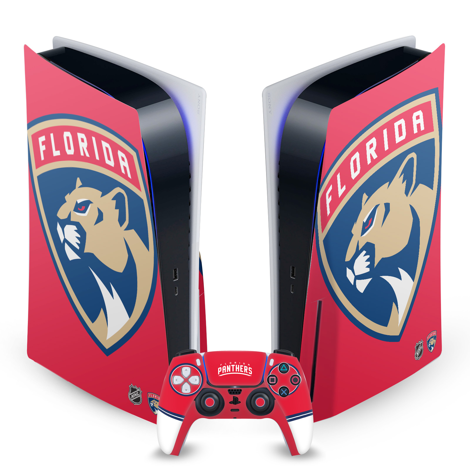 OFFICIAL NHL FLORIDA PANTHERS VINYL SKIN DECAL FOR SONY PS5 DISC EDITION BUNDLE